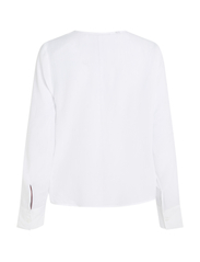 Tommy Hilfiger - VISCOSE CREPE V-NECK BLOUSE - long-sleeved blouses - th optic white - 4