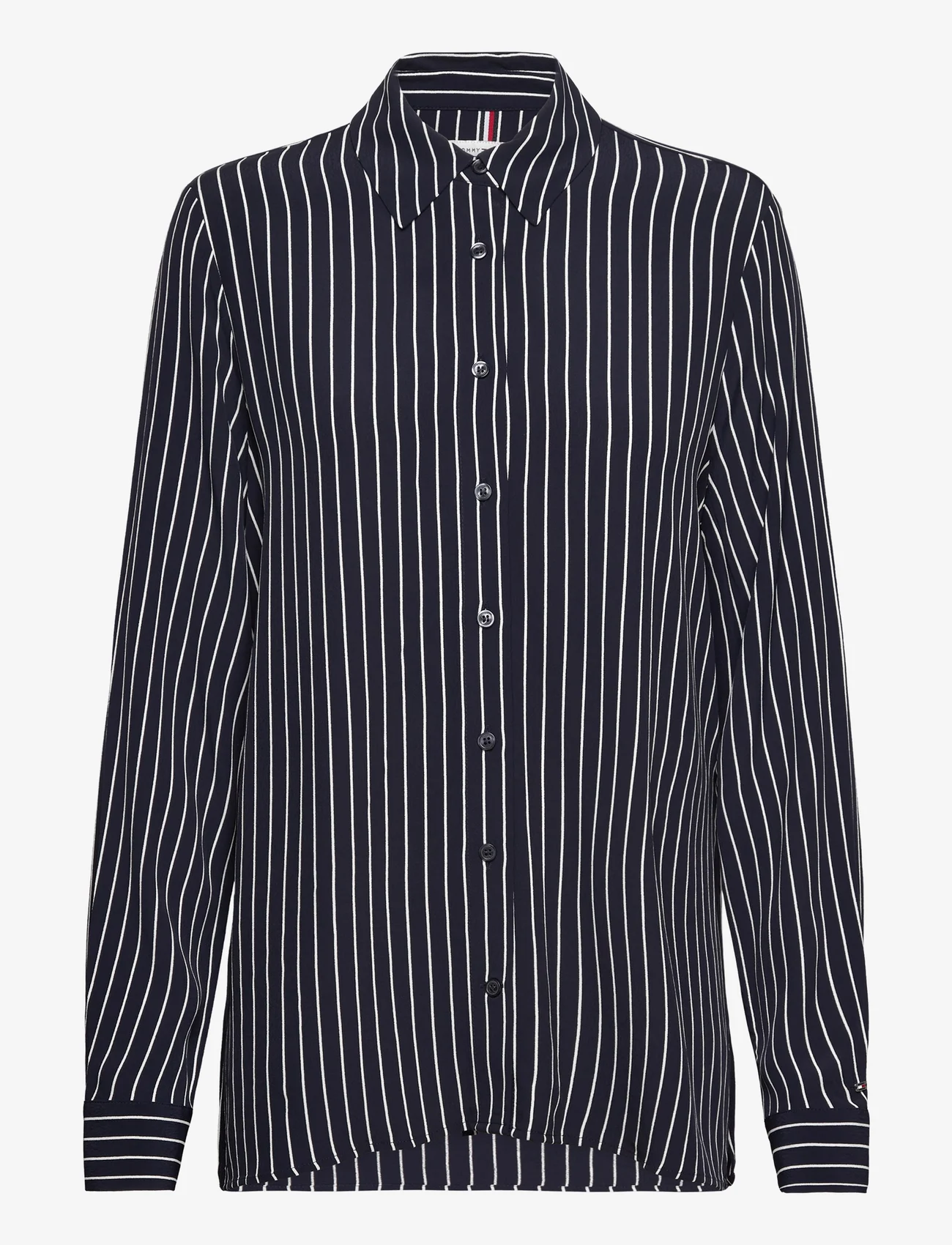 Tommy Hilfiger - FLUID VISCOSE CREPE SHIRT - long-sleeved shirts - blue stripe - 0