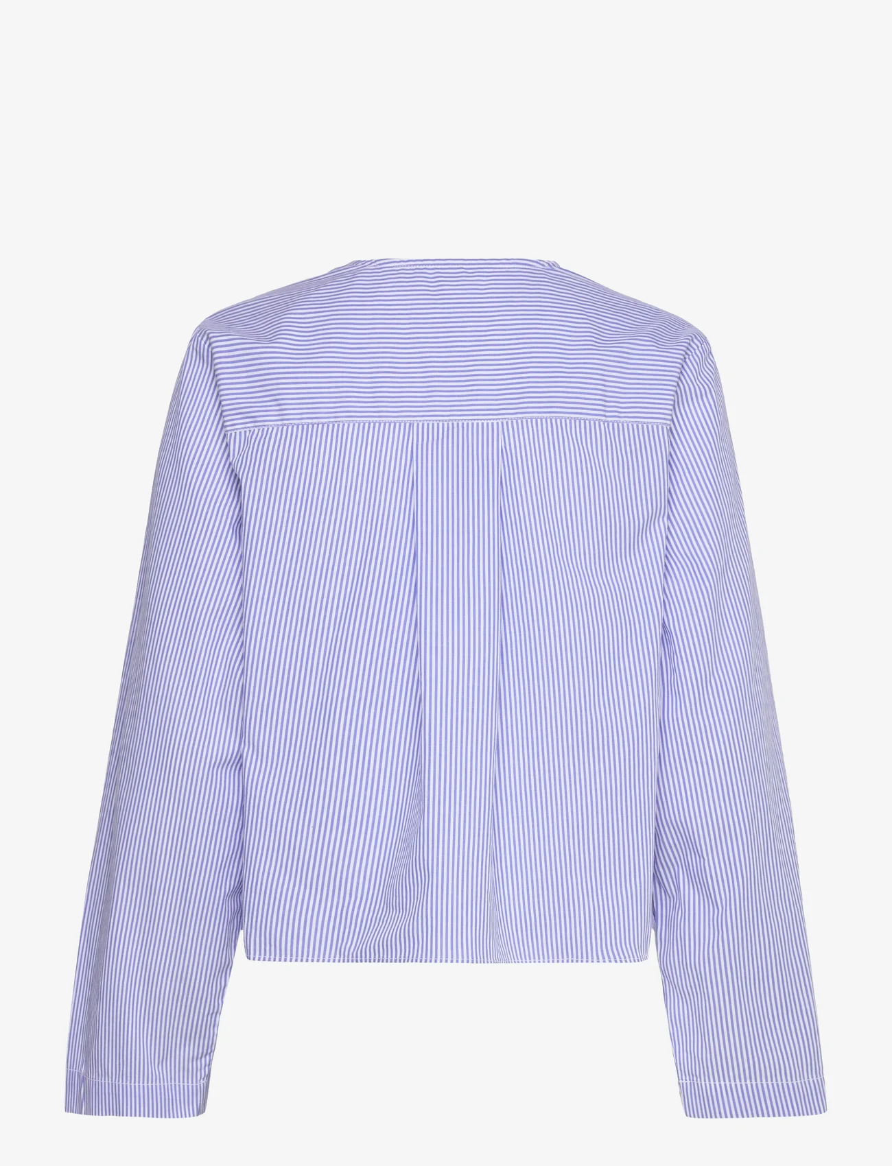 Tommy Hilfiger - COTTON STP V-NECK BLOUSE - long-sleeved blouses - blue stripe - 1