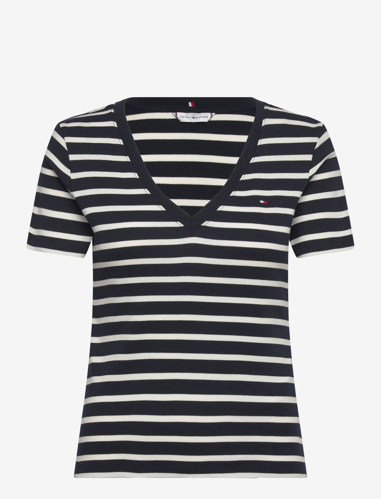 Tommy Hilfiger - CODY SLIM V-NK S/S T-SHIRT - t-shirts - nos breton navy blue   ecru - 1