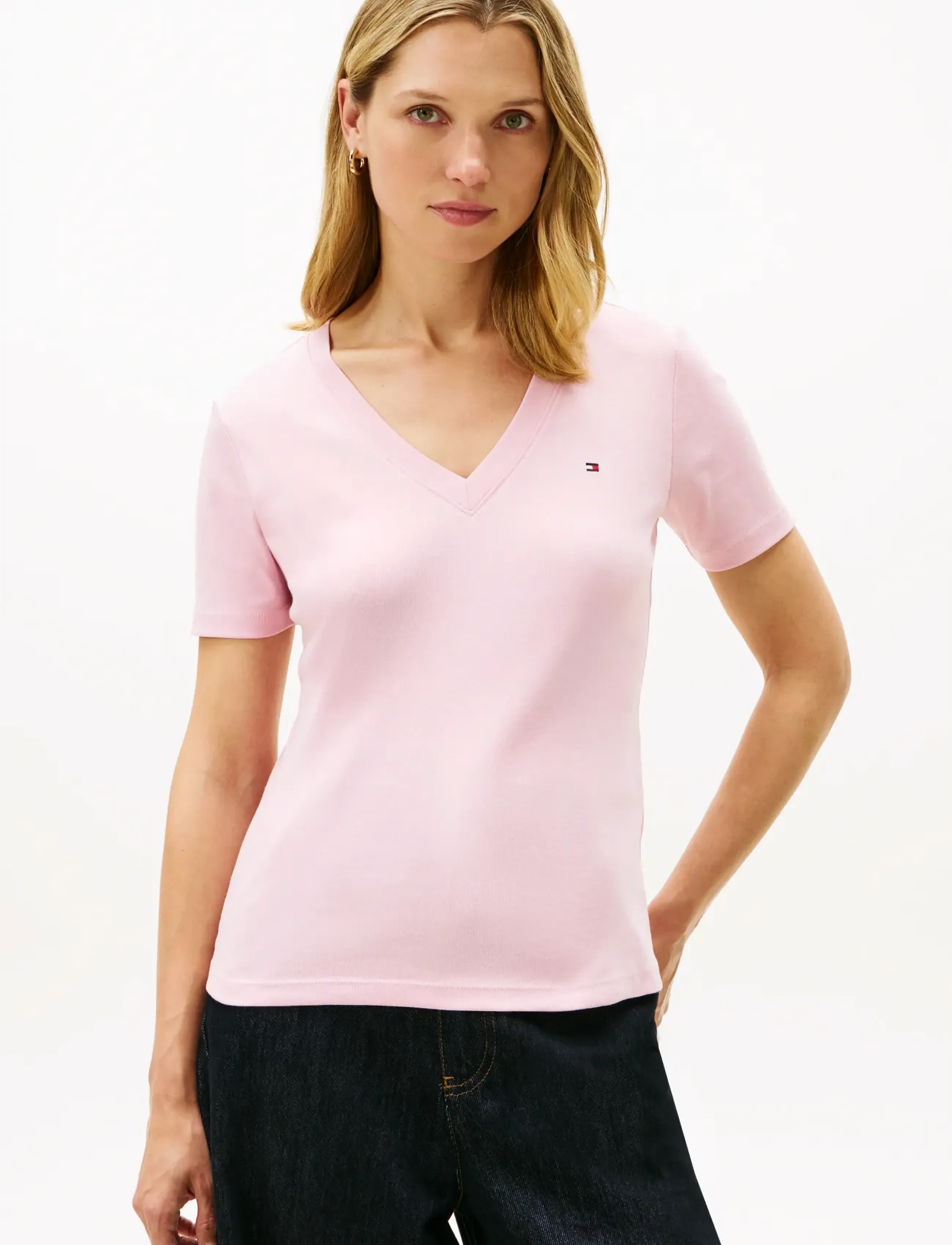 Tommy Hilfiger CODY SLIM V-NK S/S T-SHIRT - Kleidung - BONITA PINK / pink/rose