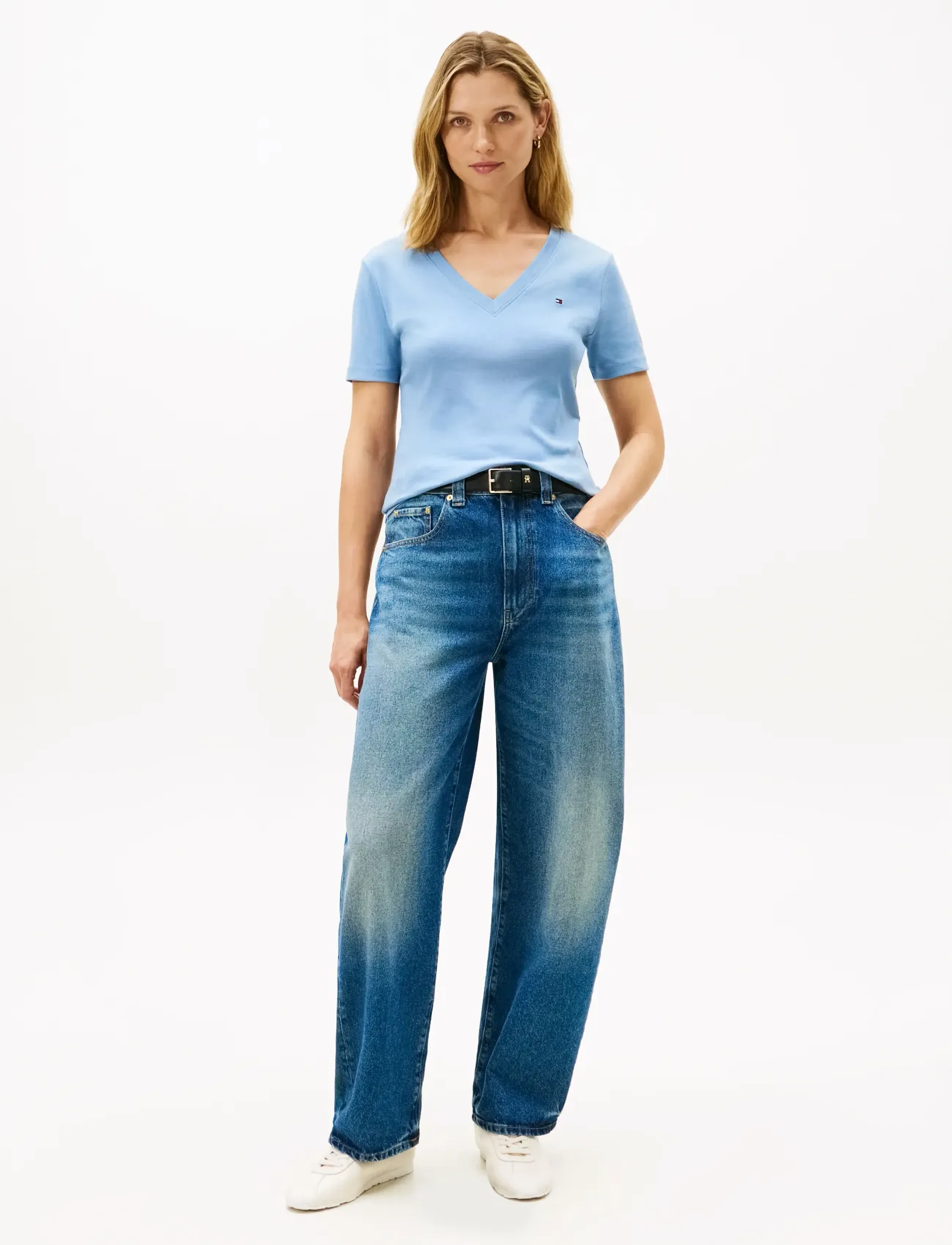 Tommy Hilfiger - CODY SLIM V-NK S/S T-SHIRT - t-skjorter - clear water - 2