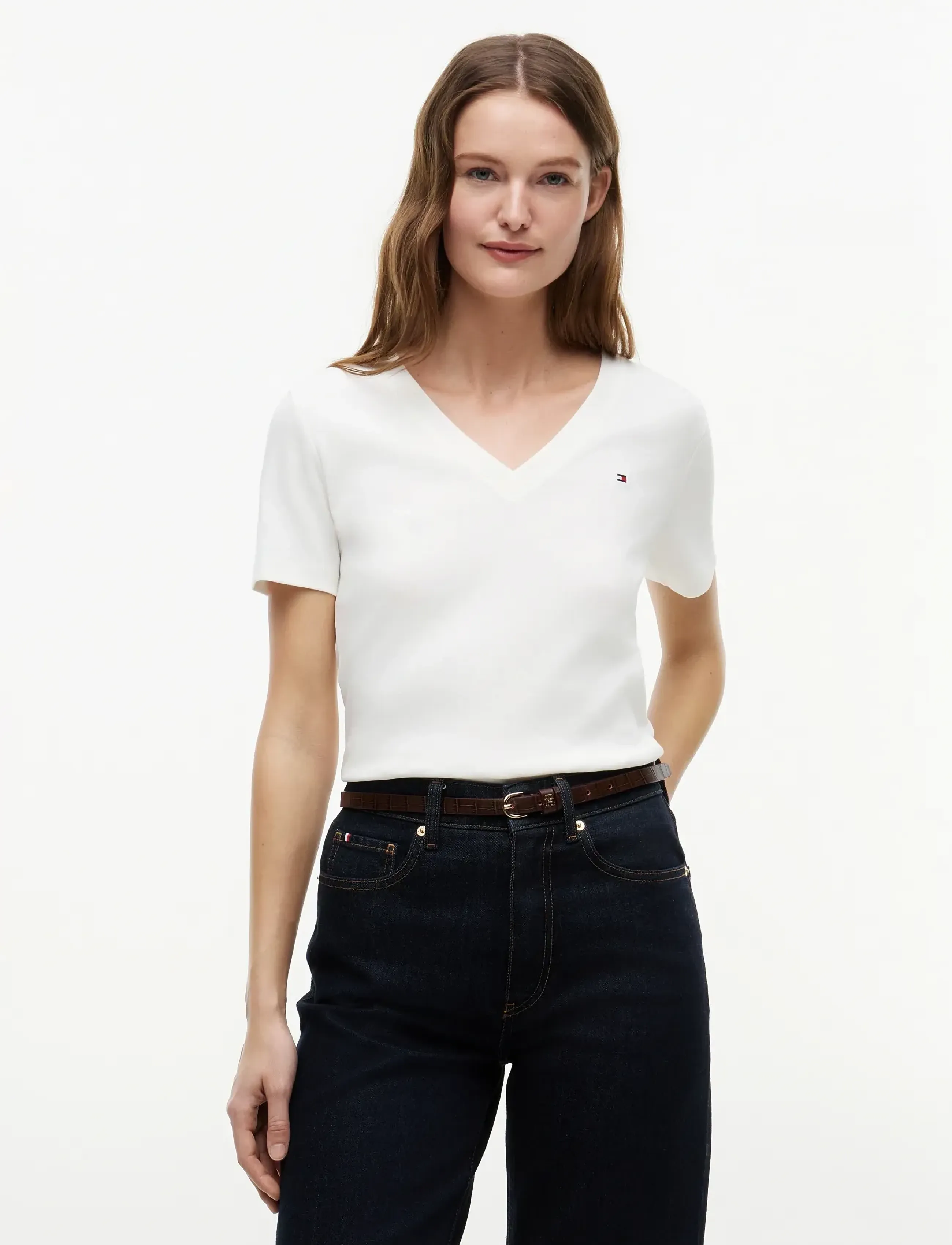 Tommy Hilfiger SLIM CODY V-NK SS - T-särgid - NOS ECRU / white