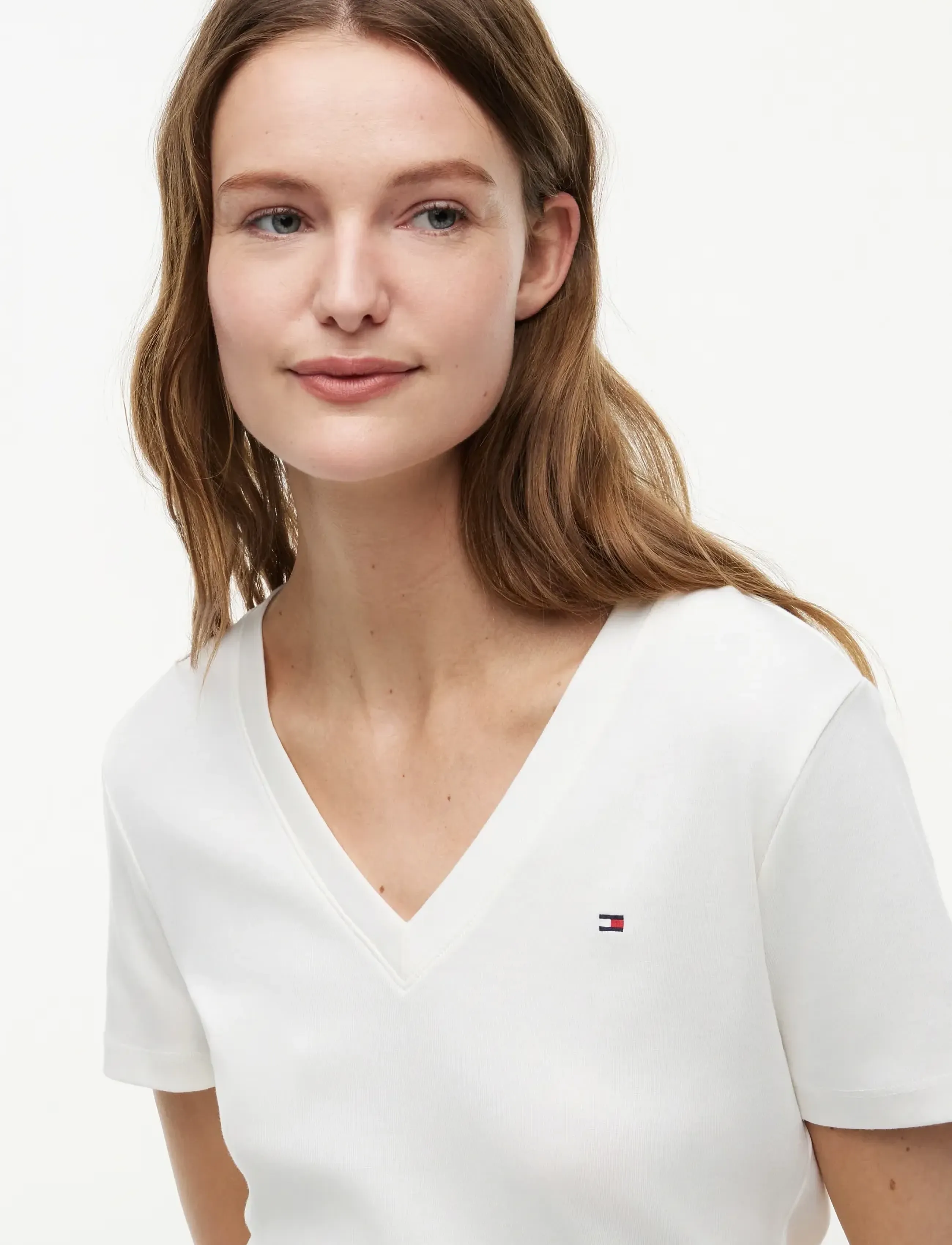 Tommy Hilfiger - CODY SLIM V-NK S/S T-SHIRT - marškinėliai - nos ecru - 4