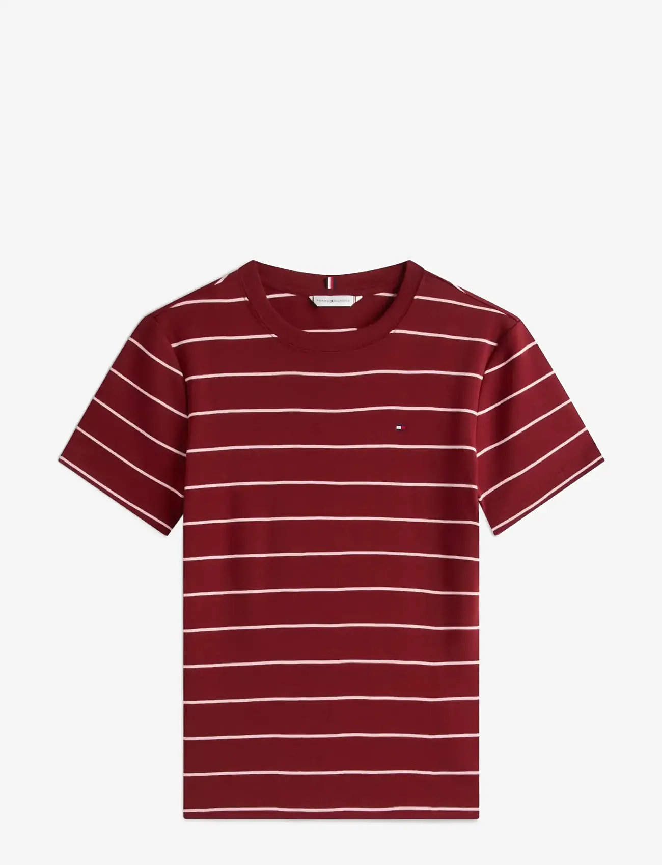 Tommy Hilfiger - SLIM CODY C-NK SS - t-shirts - fine stp liberty red bonita pink - 1