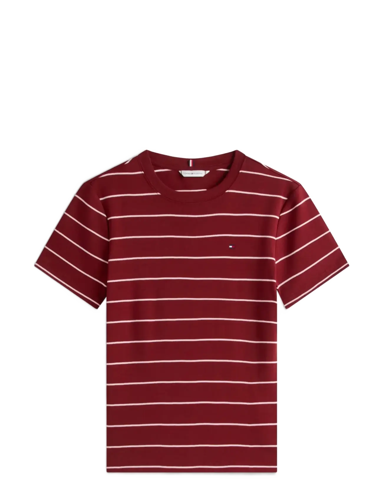 Tommy Hilfiger SLIM CODY C-NK SS - Tommy Hilfiger - FINE STP LIBERTY RED BONITA PINK / white