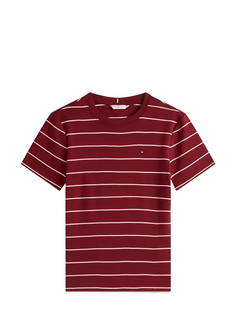Tommy Hilfiger - SLIM CODY C-NK S/S TEE - t-shirts - fine stp liberty red bonita pink - 1