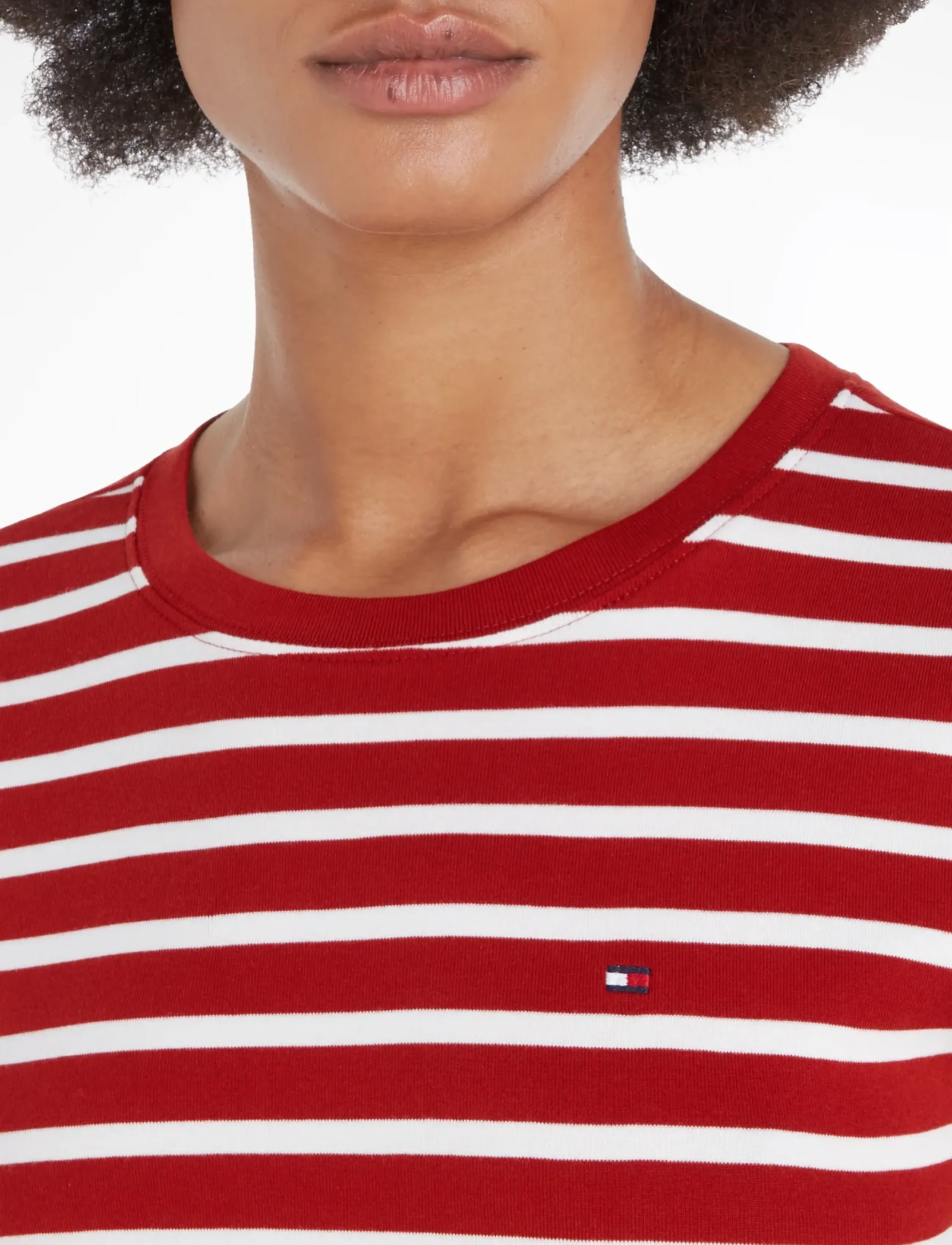 Tommy Hilfiger - SLIM CODY C-NK SS - t-särgid - fine stp liberty red bonita pink - 5