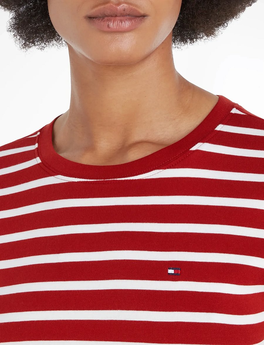 Tommy Hilfiger - SLIM CODY C-NK S/S TEE - t-shirts - fine stp liberty red bonita pink - 5