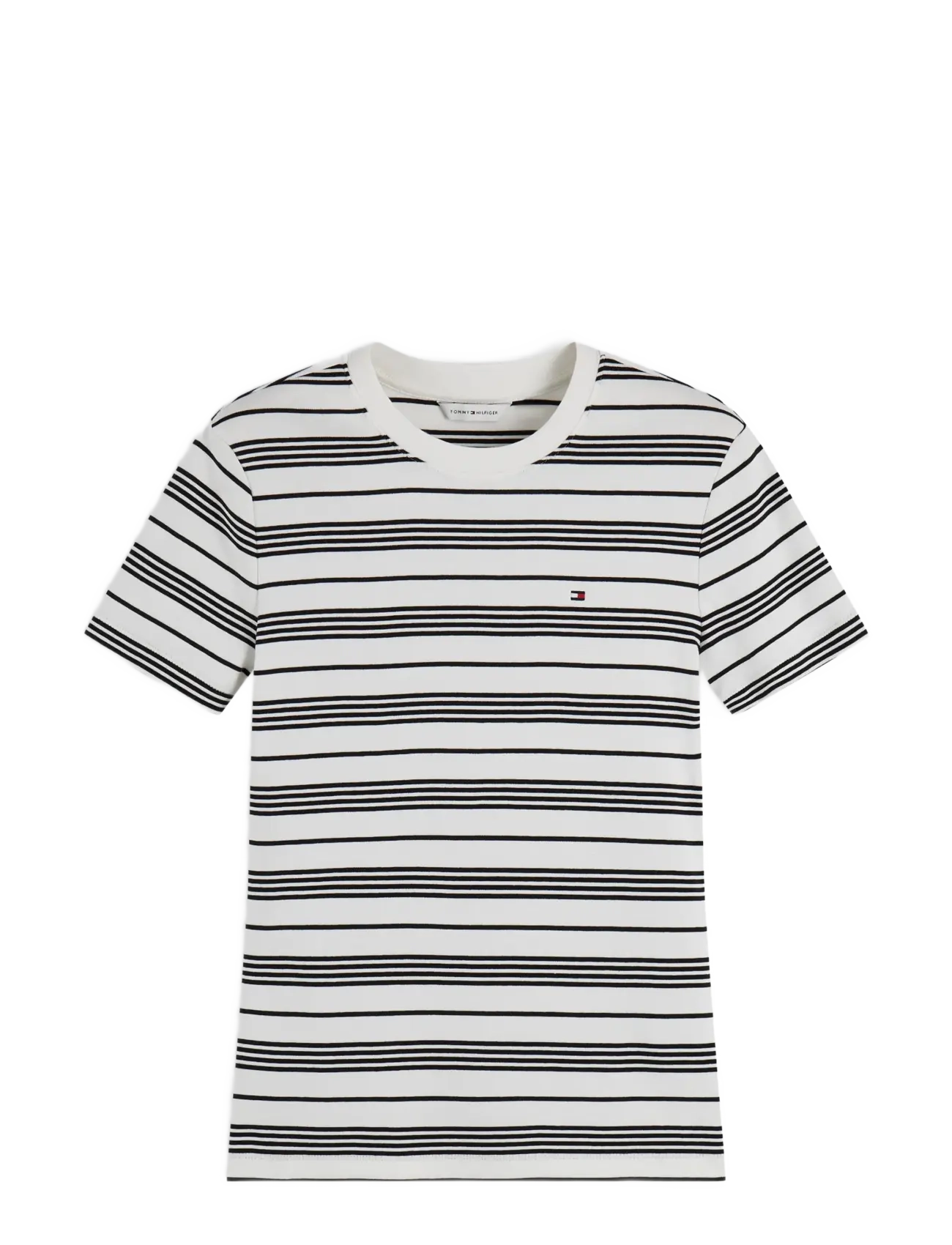 Tommy Hilfiger - SLIM CODY C-NK S/S TEE - t-shirts - broken stripe ecru   black - 1