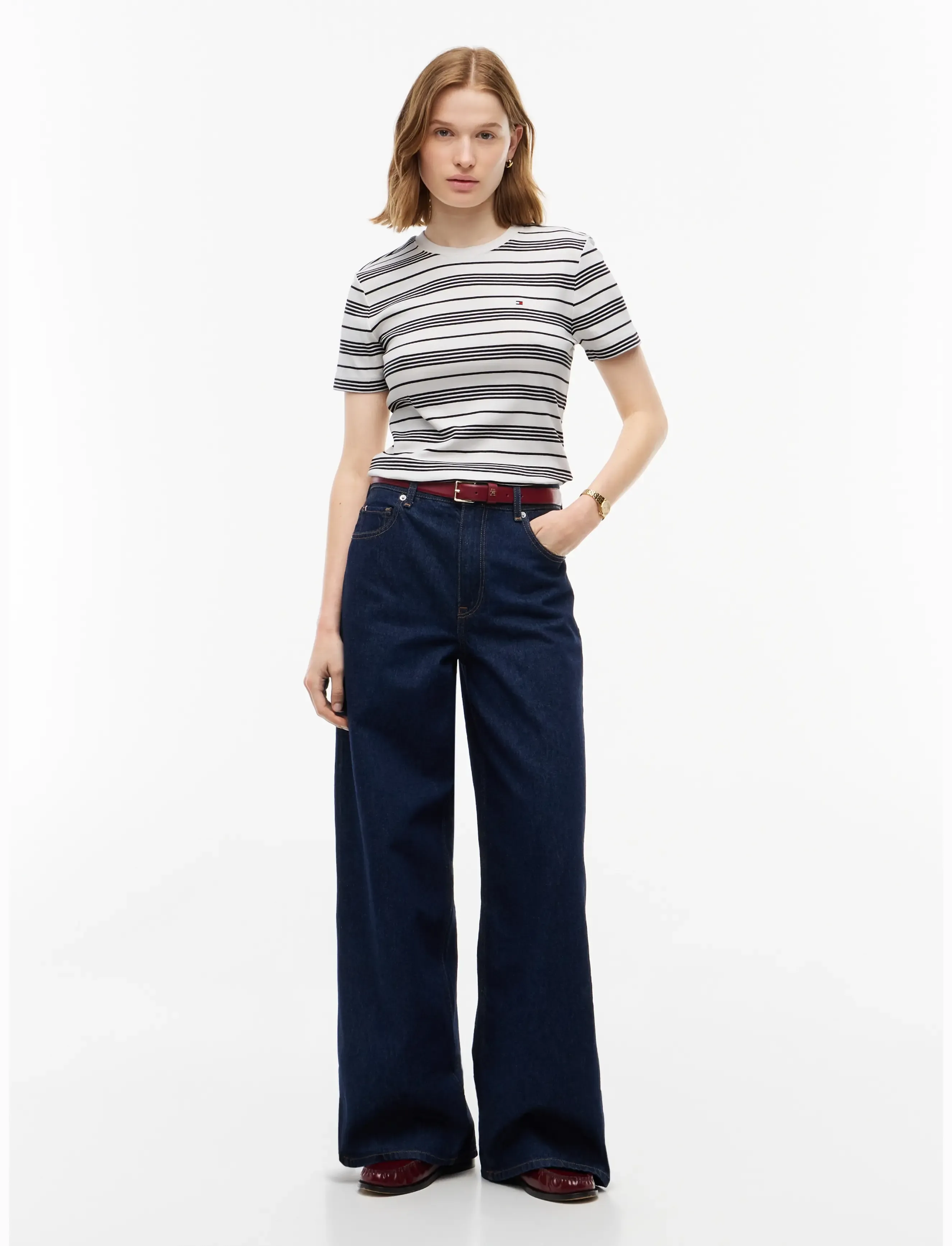Tommy Hilfiger - SLIM CODY C-NK S/S TEE - t-shirts - broken stripe ecru   black - 4