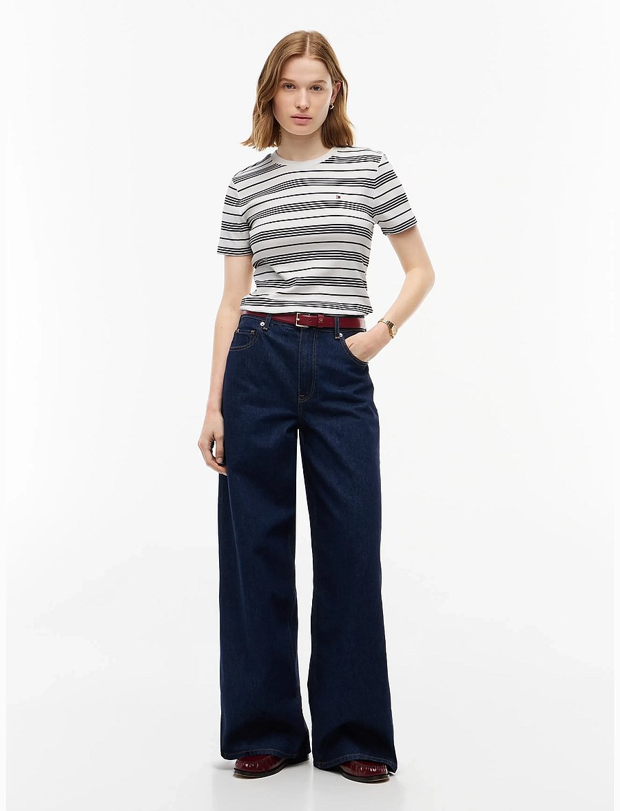 Tommy Hilfiger - SLIM CODY C-NK S/S TEE - t-shirts - broken stripe ecru black - 4