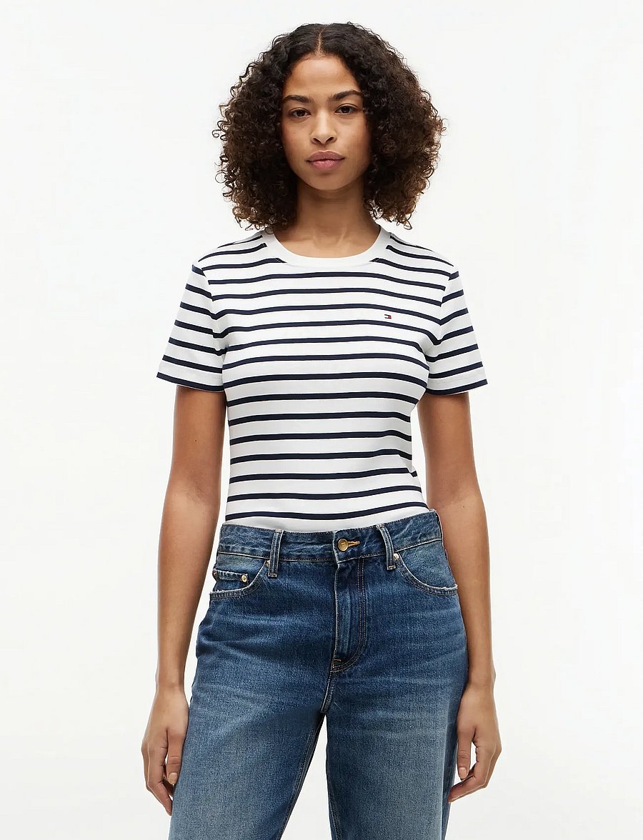Tommy Hilfiger - SLIM CODY C-NK SS - t-shirts - breton ecu dark night navy - 0