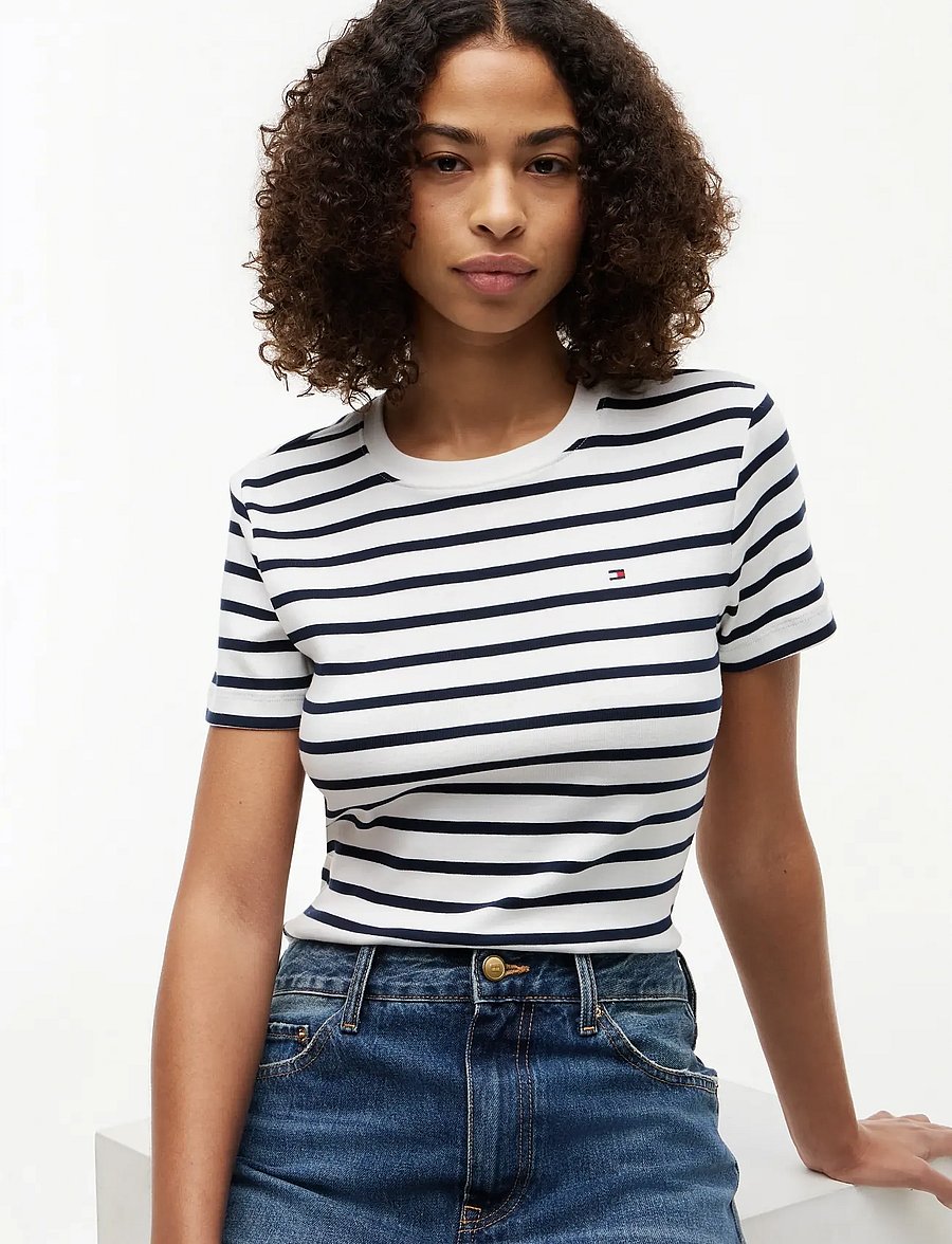 Tommy Hilfiger - SLIM CODY C-NK SS - t-shirts - breton ecu dark night navy - 4