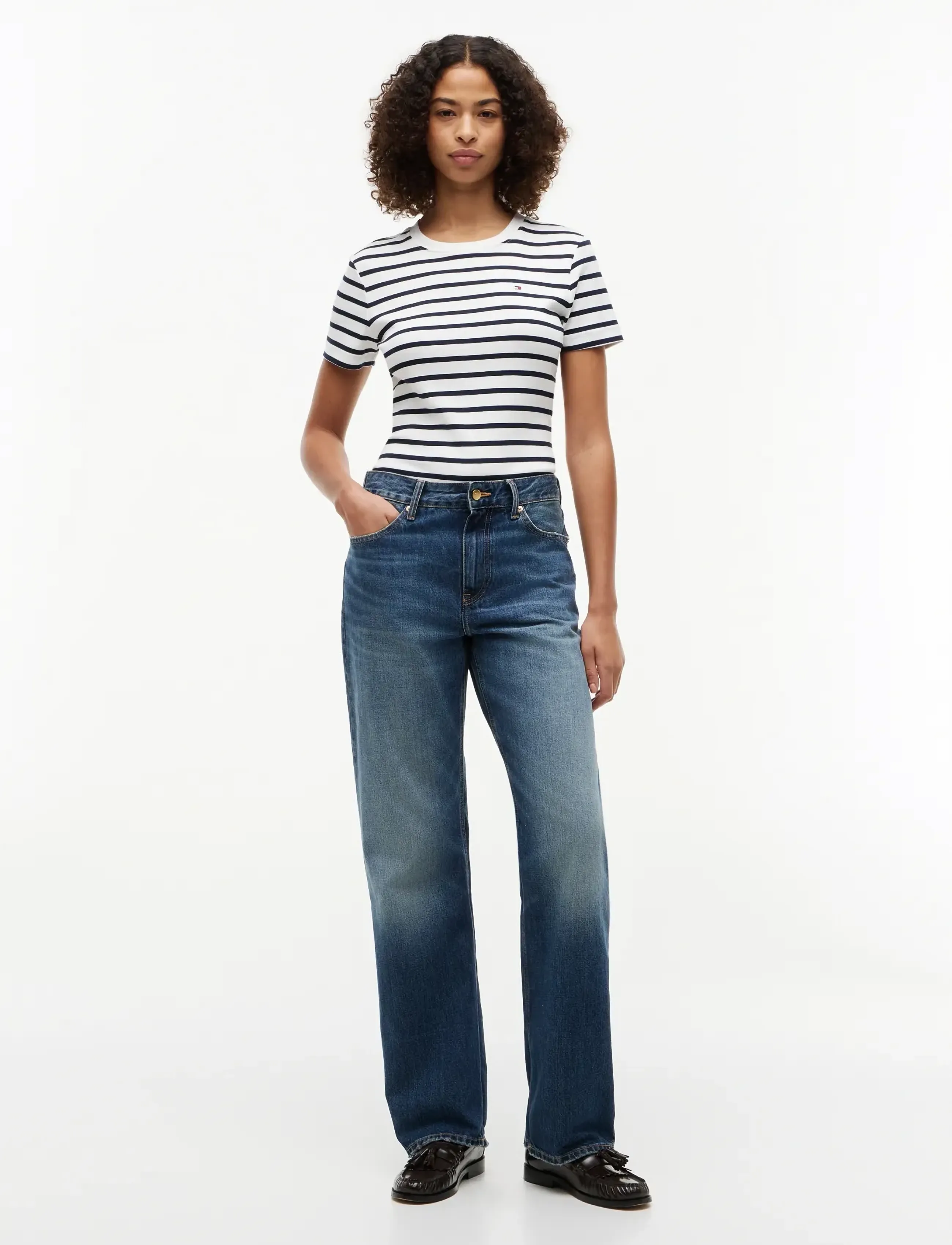 Tommy Hilfiger - SLIM CODY C-NK SS - t-särgid - breton  ecu  dark night navy - 5