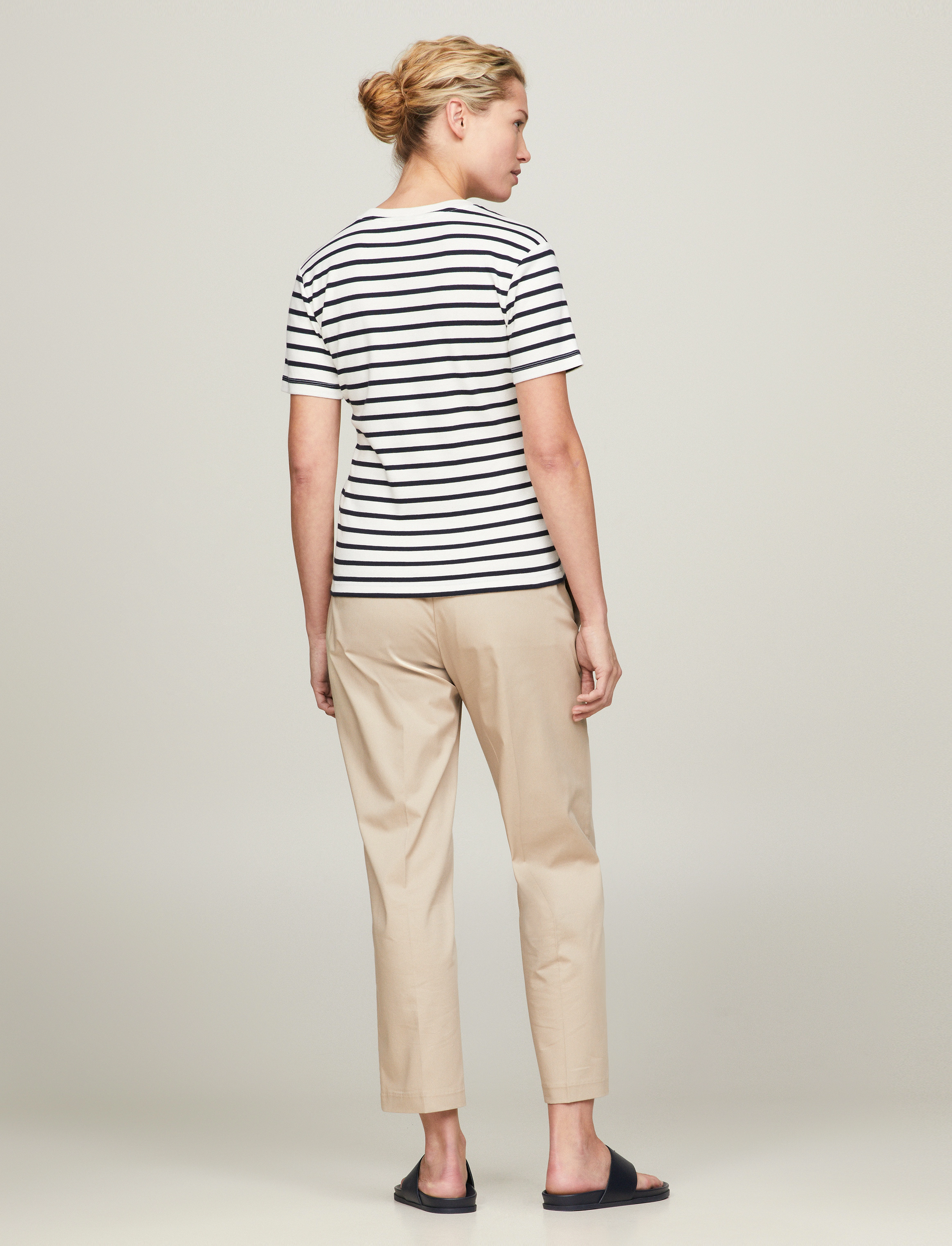 Tommy Hilfiger - CODY SLIM C-NK S/S T-SHIRT - laveste priser - nos breton ecru   navy blue - 3