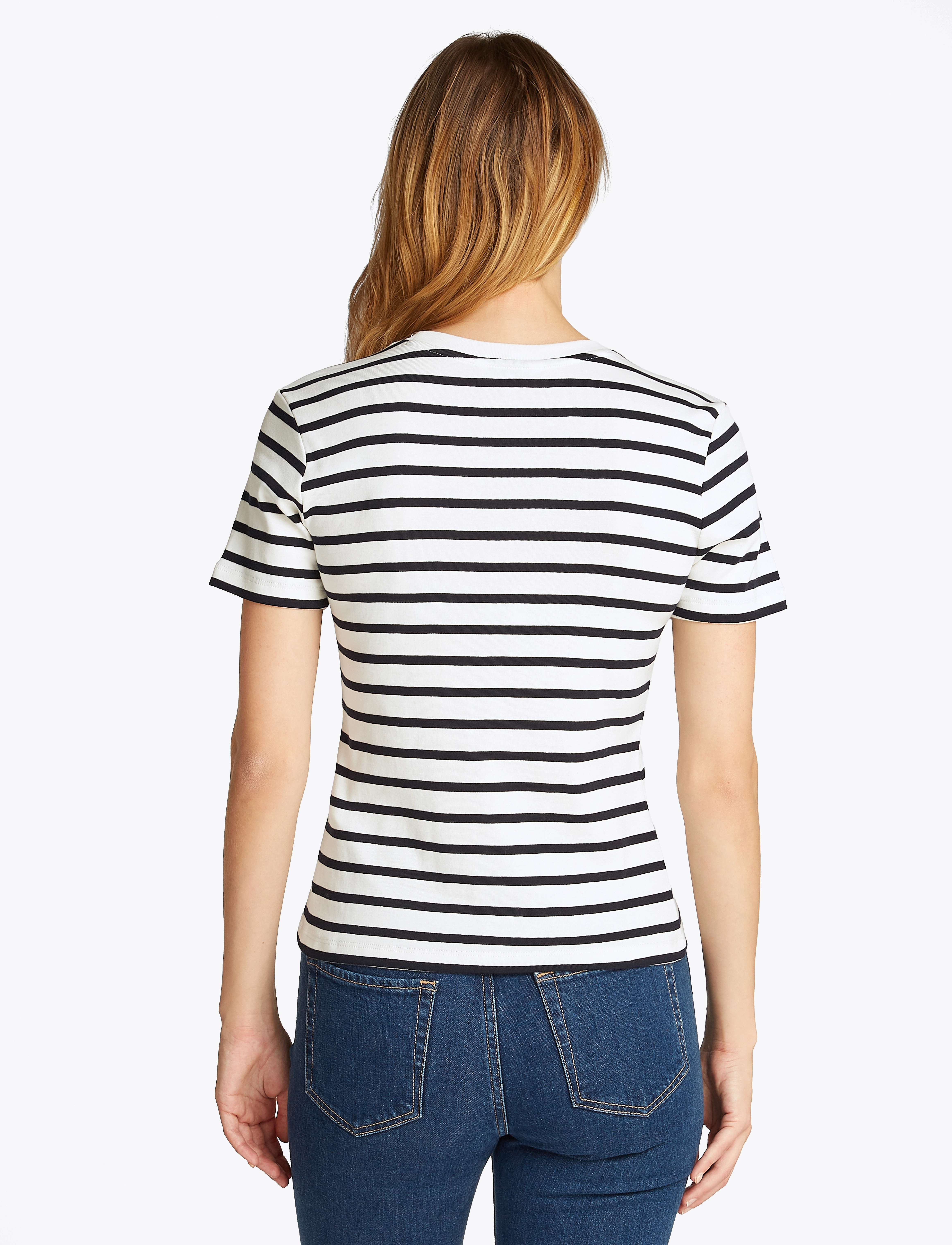Tommy Hilfiger - CODY SLIM C-NK S/S T-SHIRT - laveste priser - nos breton ecru   navy blue - 4