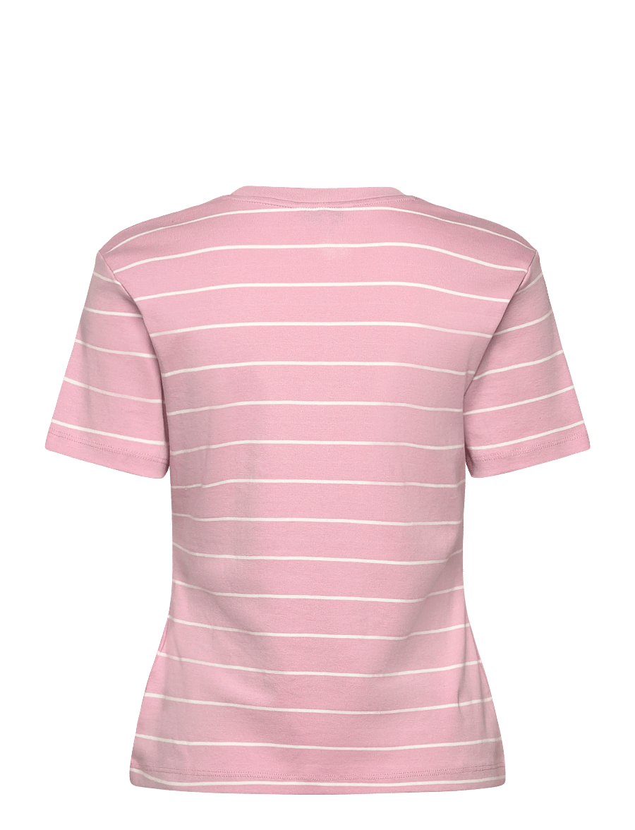 Tommy Hilfiger - SLIM CODY C-NK S/S TEE - t-shirts - fine stp bonita pink ecru - 2
