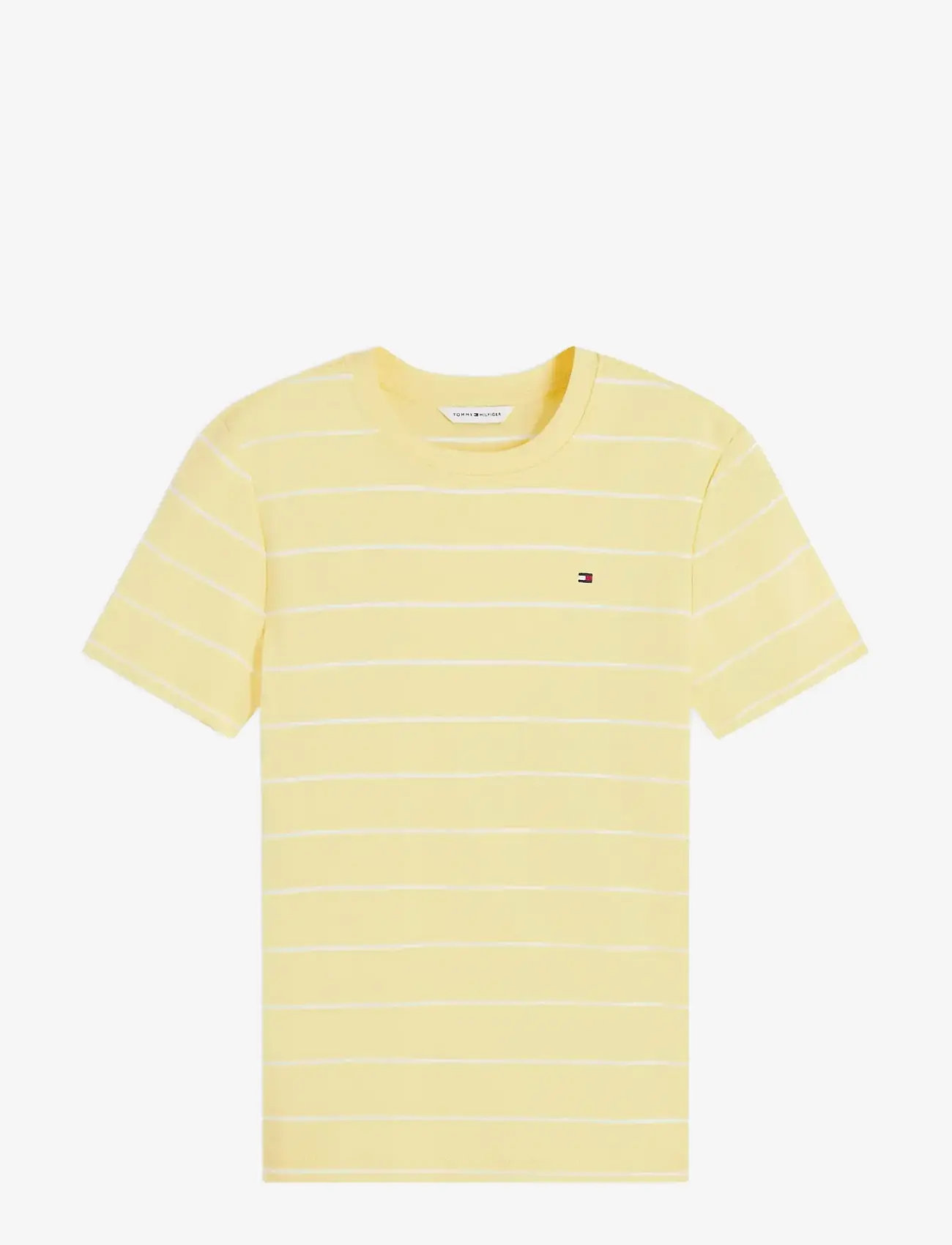Tommy Hilfiger - SLIM CODY C-NK SS - t-shirts - fine stp citronella   ecru - 1