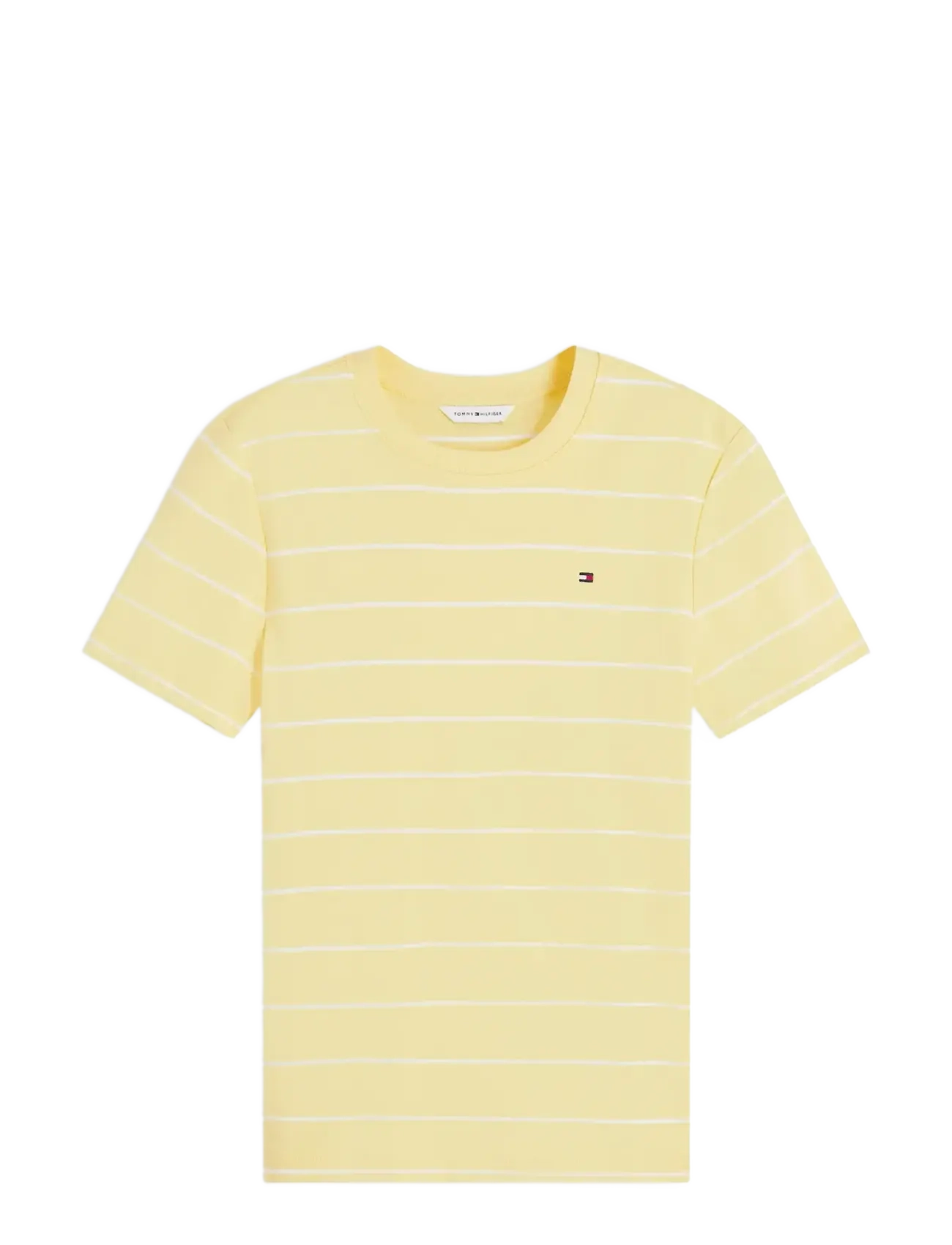 Tommy Hilfiger SLIM CODY C-NK SS - Nyheder - FINE STP CITRONELLA   ECRU / yellow
