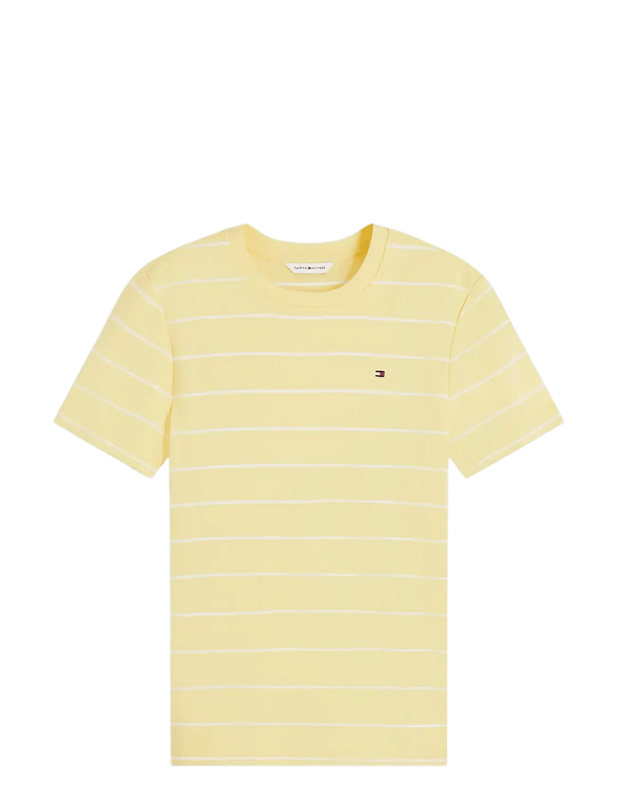 Tommy Hilfiger - SLIM CODY C-NK SS - t-särgid - fine stp citronella ecru - 1