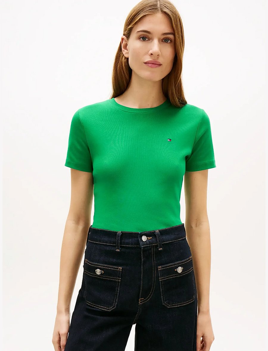 Tommy Hilfiger - SLIM CODY C-NK S/S TEE - t-shirts - courtside green - 0