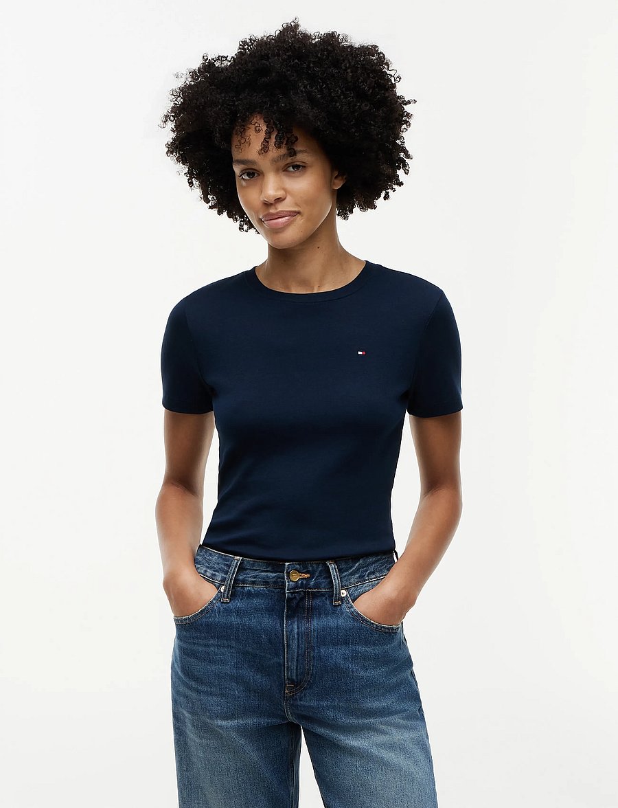 Tommy Hilfiger - SLIM CODY C-NK S/S TEE - t-shirts - dark blue - 0