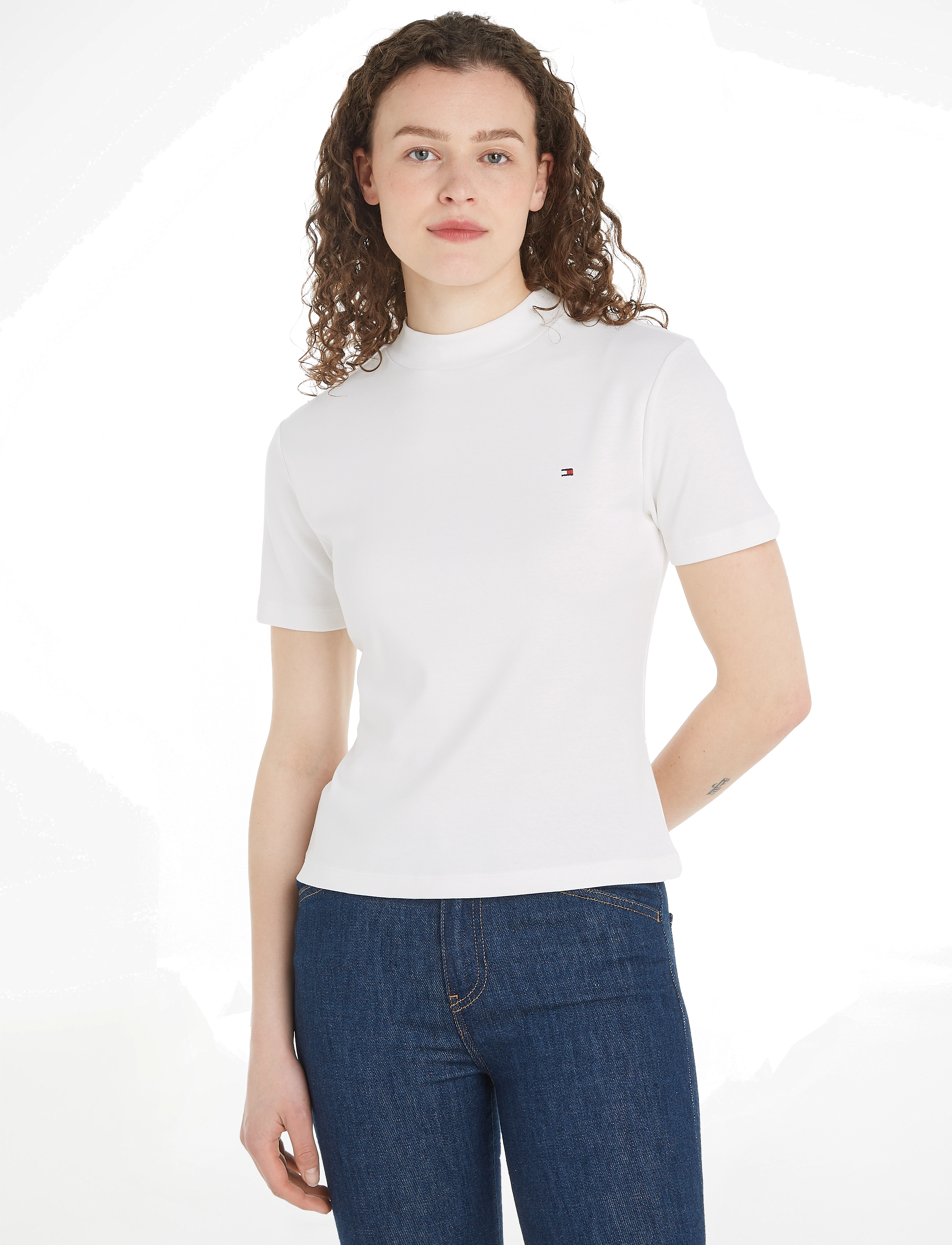 Tommy Hilfiger SLIM CODY C-NK SS - Tøj - ECRU / white