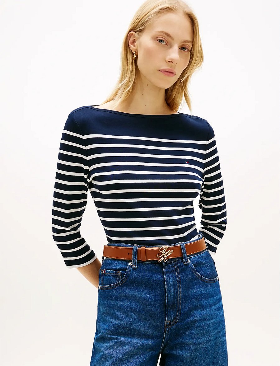 Tommy Hilfiger - SLIM CODY BOAT-NK 3/4SLV - langärmlige tops - dark night navy ecru stripe - 0