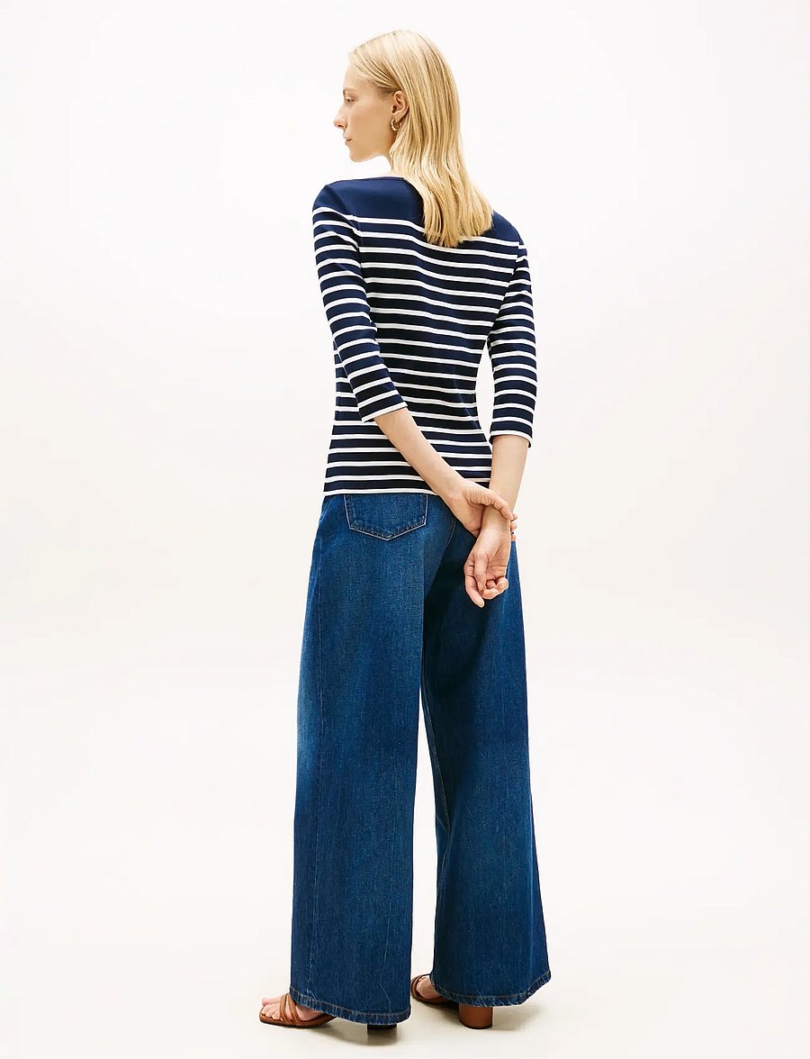 Tommy Hilfiger - SLIM CODY BOAT-NK 3/4SLV - langärmlige tops - dark night navy ecru stripe - 2