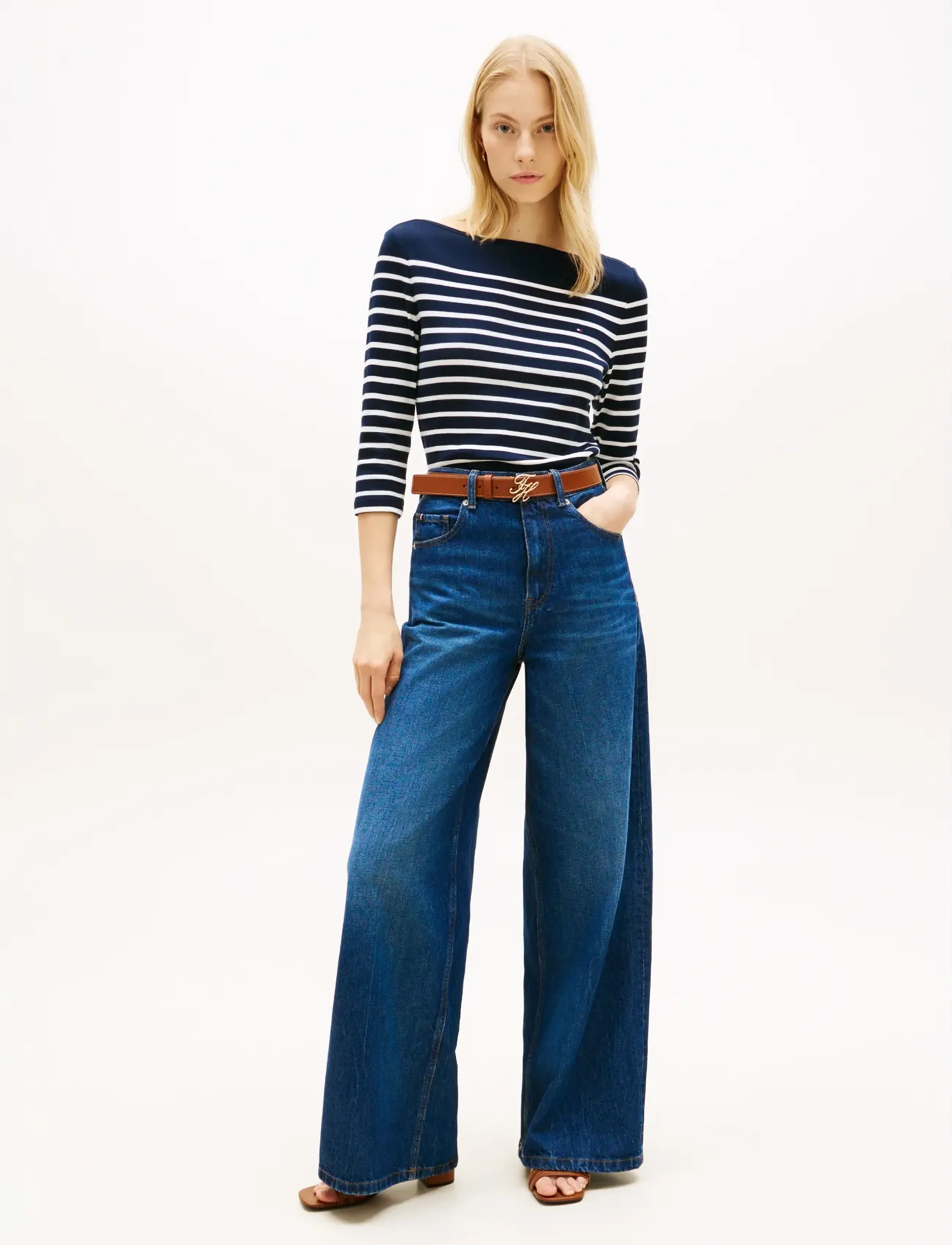 Tommy Hilfiger - CODY SLIM BOAT-NK 3/4 SLV - langærmede toppe - dark night navy  ecru stripe - 3