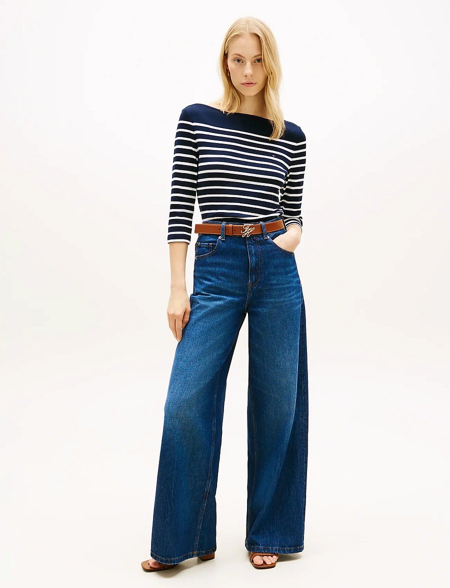 Tommy Hilfiger - SLIM CODY BOAT-NK 3/4SLV - langärmlige tops - dark night navy ecru stripe - 3