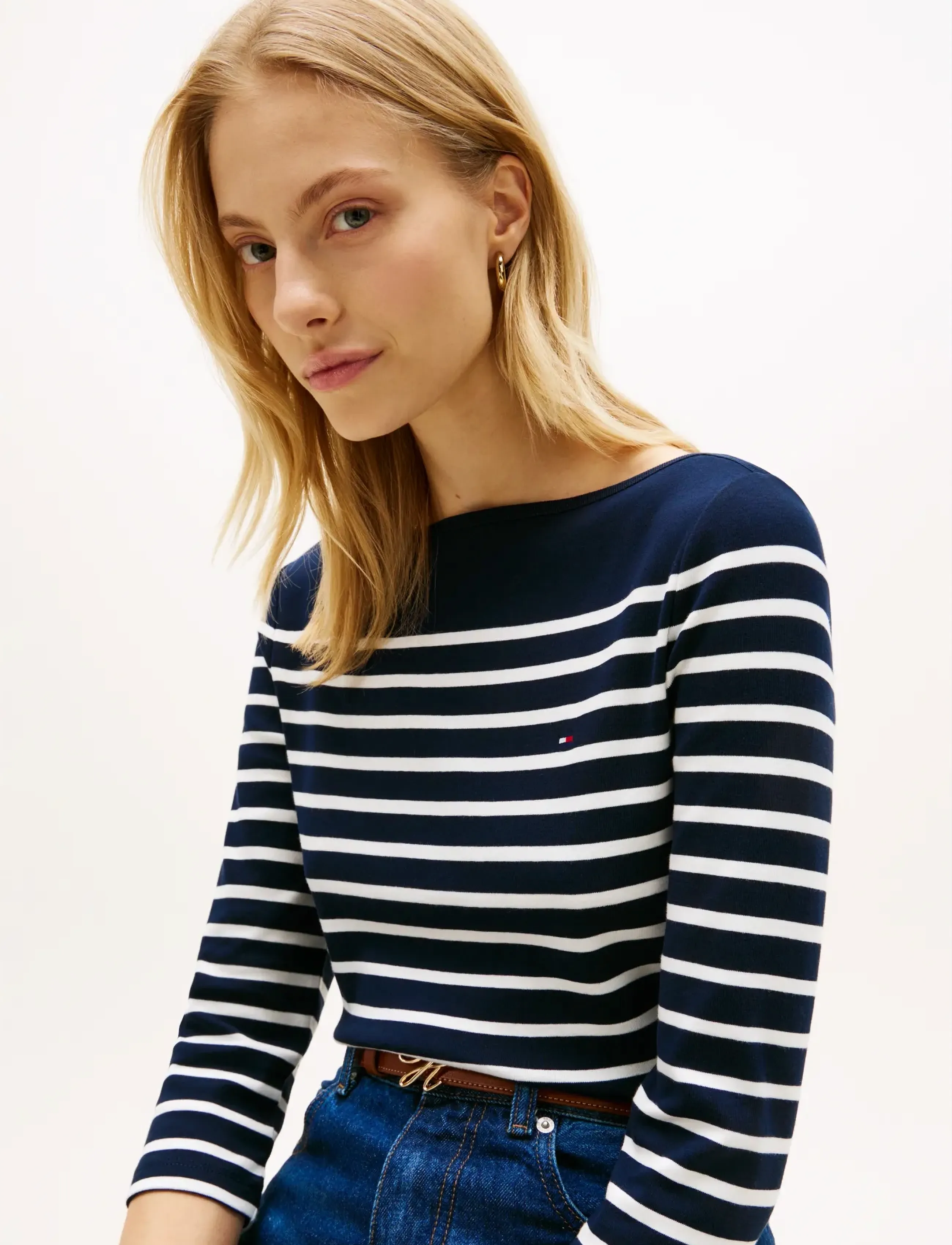 Tommy Hilfiger - CODY SLIM BOAT-NK 3/4 SLV - langærmede toppe - dark night navy  ecru stripe - 4