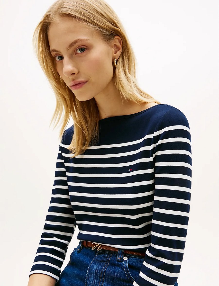 Tommy Hilfiger - SLIM CODY BOAT-NK 3/4SLV - langärmlige tops - dark night navy ecru stripe - 4