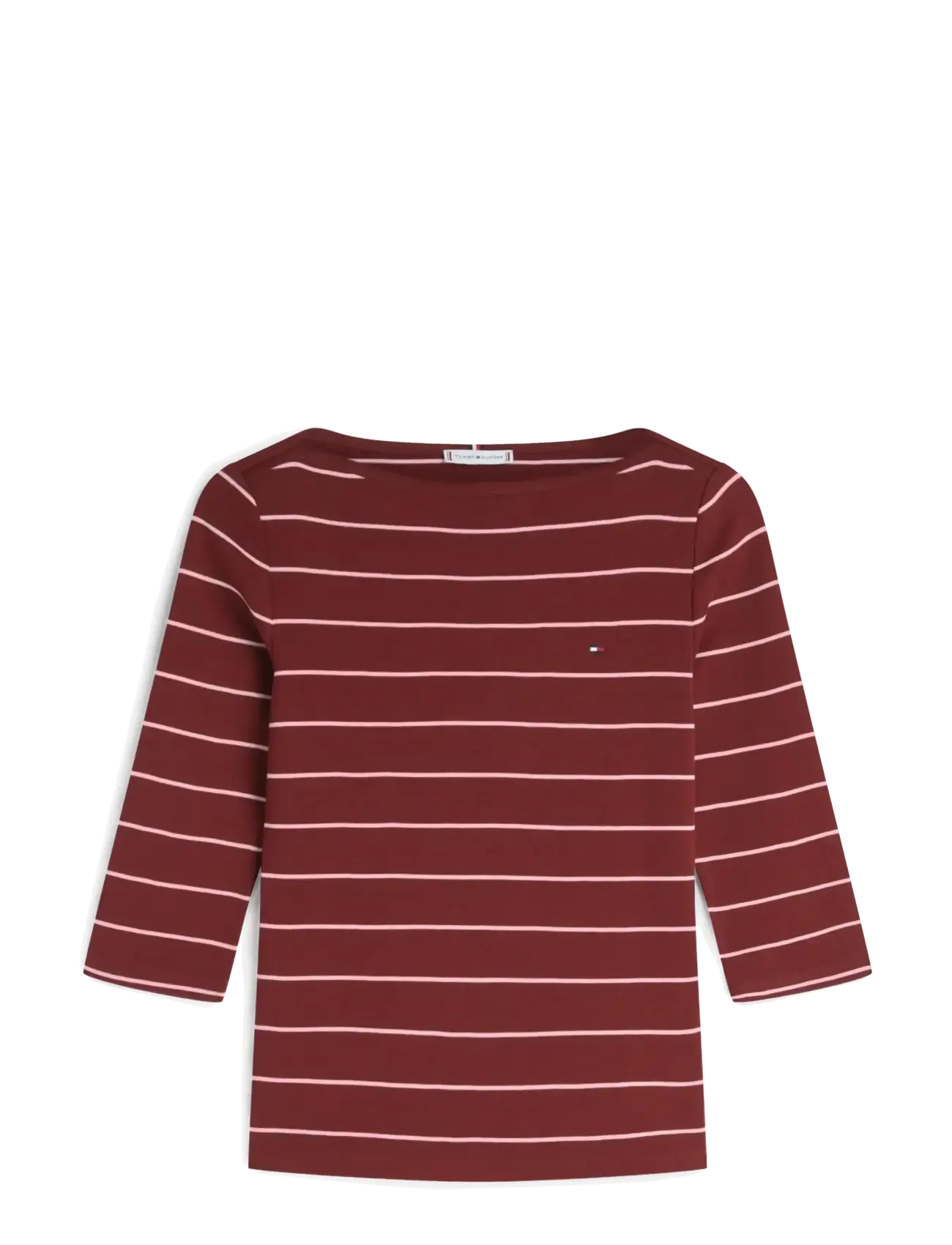 Tommy Hilfiger SLIM CODY BOAT-NK 3/4SLV - Tommy Hilfiger - FINE STP LIBERTY RED BONITA PINK / burgundy