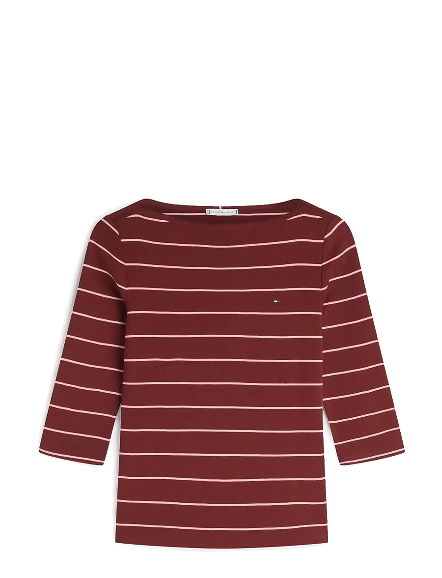Tommy Hilfiger - SLIM CODY BOAT-NK 3/4SLV - langærmede toppe - fine stp liberty red bonita pink - 1