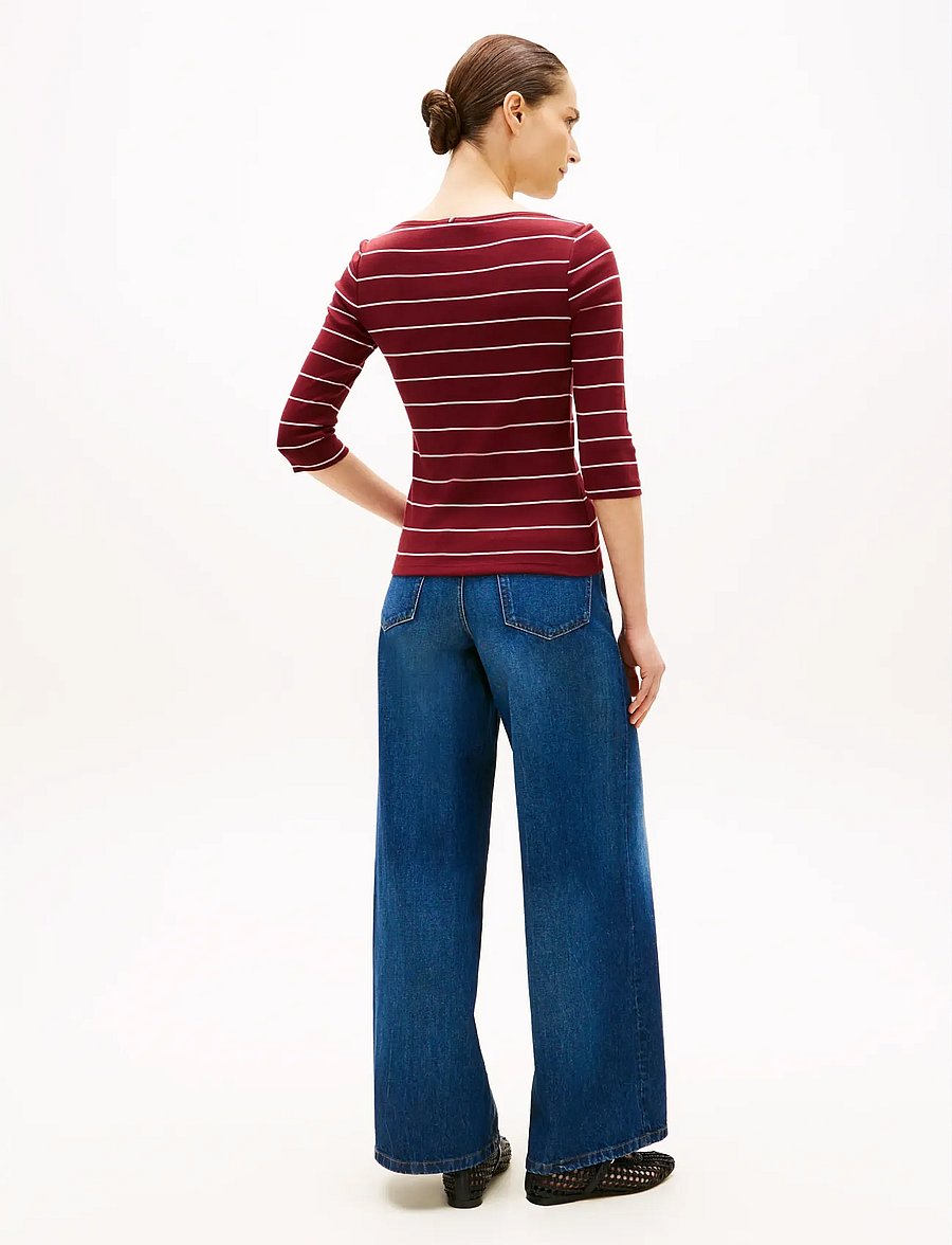 Tommy Hilfiger - SLIM CODY BOAT-NK 3/4SLV - langærmede toppe - fine stp liberty red bonita pink - 3
