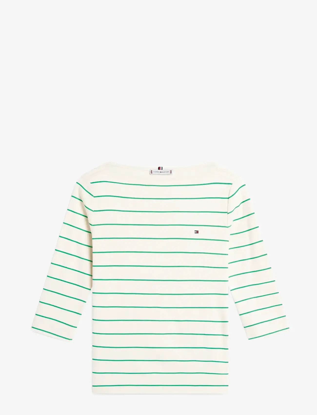 Tommy Hilfiger - SLIM CODY BOAT-NK 3/4SLV - långärmade toppar - fine stp calico   courtside green - 1