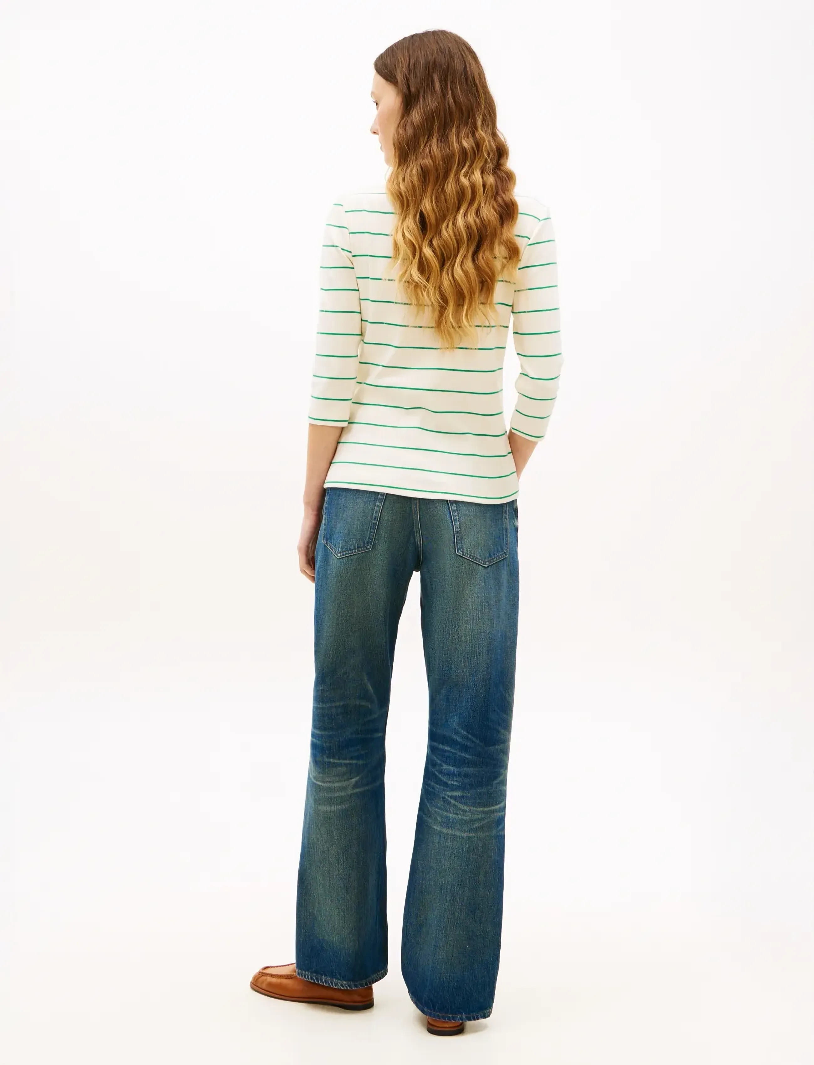 Tommy Hilfiger - CODY SLIM BOAT-NK 3/4 SLV - pitkähihaiset paidat - fine stp calico   courtside green - 2