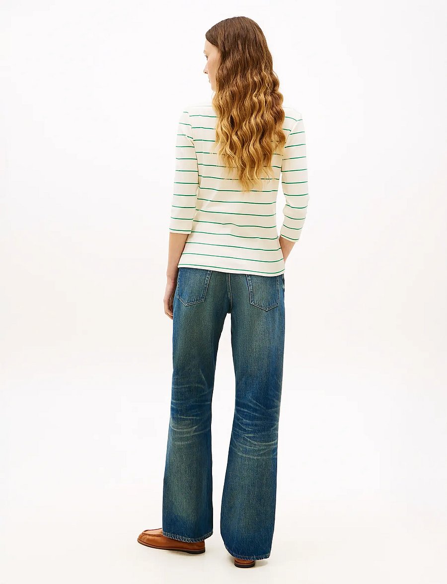 Tommy Hilfiger - SLIM CODY BOAT-NK 3/4SLV - långärmade toppar - fine stp calico courtside green - 2