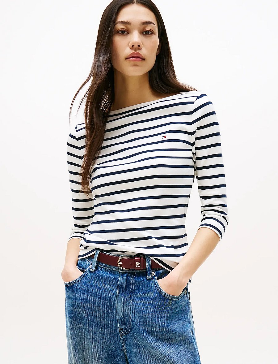 Tommy Hilfiger - SLIM CODY BOAT-NK 3/4SLV - palaidinukės ilgomis rankovėmis - breton ecu dark night navy - 0