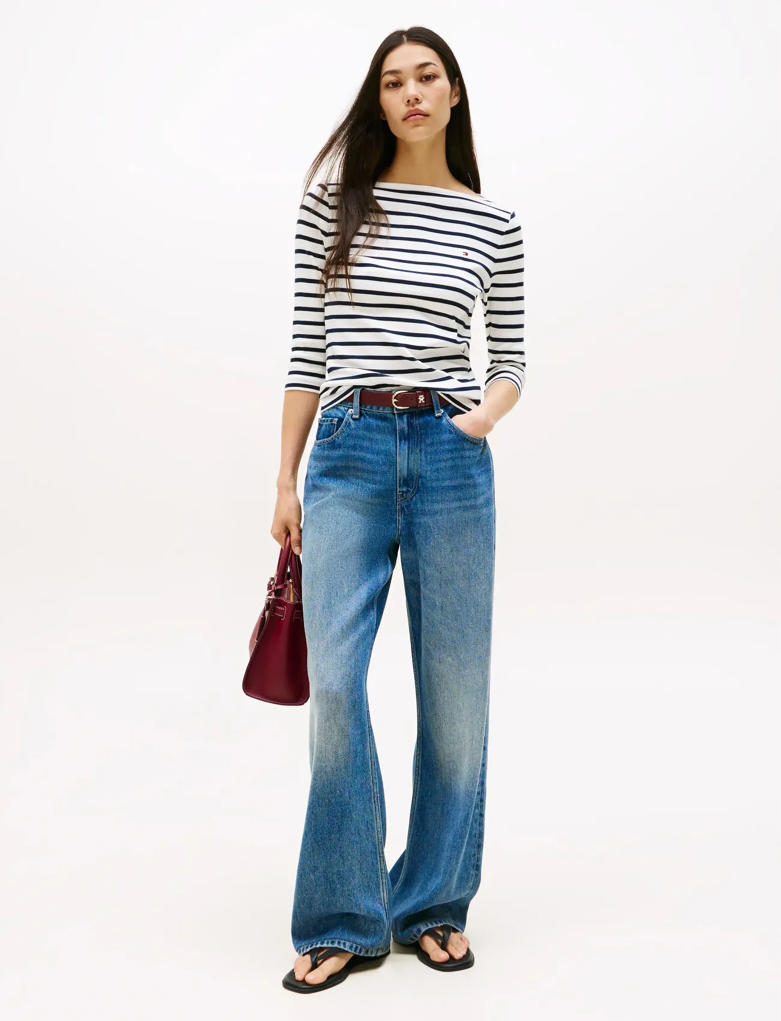 Tommy Hilfiger - CODY SLIM BOAT-NK 3/4 SLV - långärmade toppar - breton  ecu  dark night navy - 2