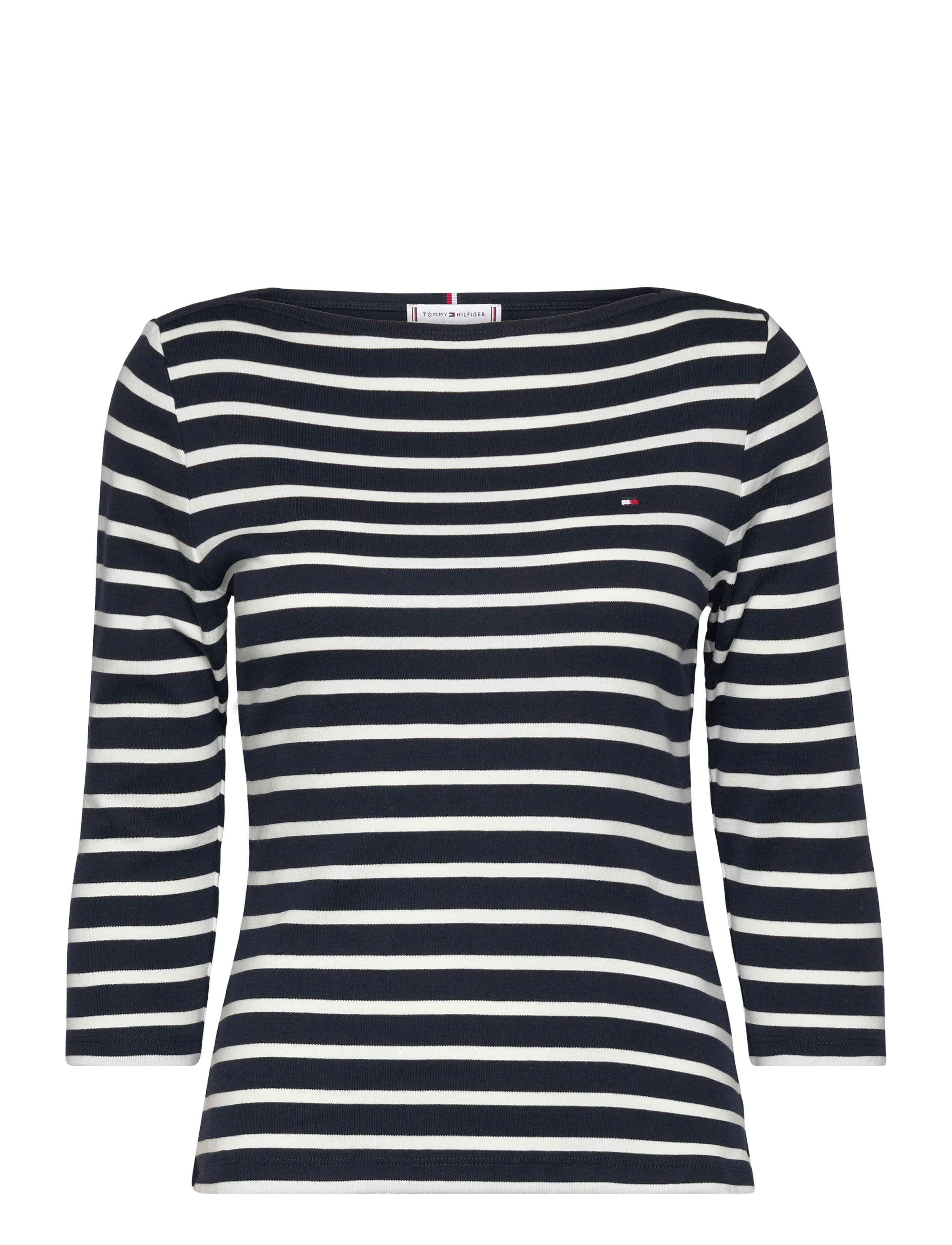 Tommy Hilfiger SLIM CODY BOAT-NK 3/4SLV - Tøj - NOS BRETON NAVY BLUE   ECRU / black