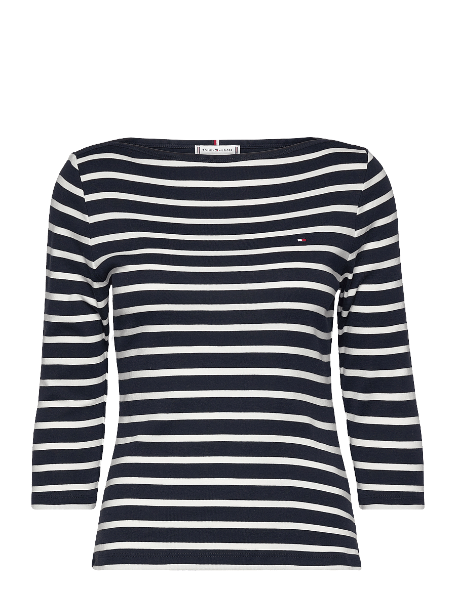 Tommy Hilfiger - SLIM CODY BOAT-NK 3/4SLV - långärmade toppar - nos breton navy blue ecru - 1