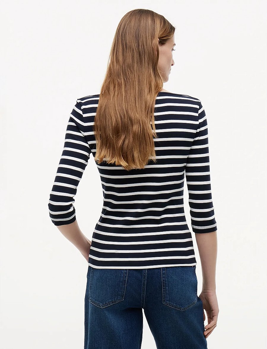 Tommy Hilfiger - SLIM CODY BOAT-NK 3/4SLV - långärmade toppar - nos breton navy blue ecru - 3
