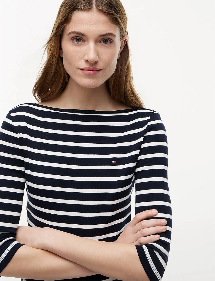Tommy Hilfiger - SLIM CODY BOAT-NK 3/4SLV - långärmade toppar - nos breton navy blue ecru - 4