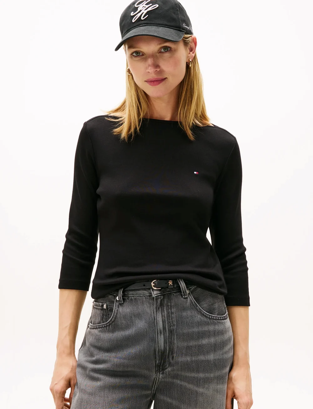 Tommy Hilfiger - SLIM CODY BOAT-NK 3/4SLV - långärmade toppar - black - 0