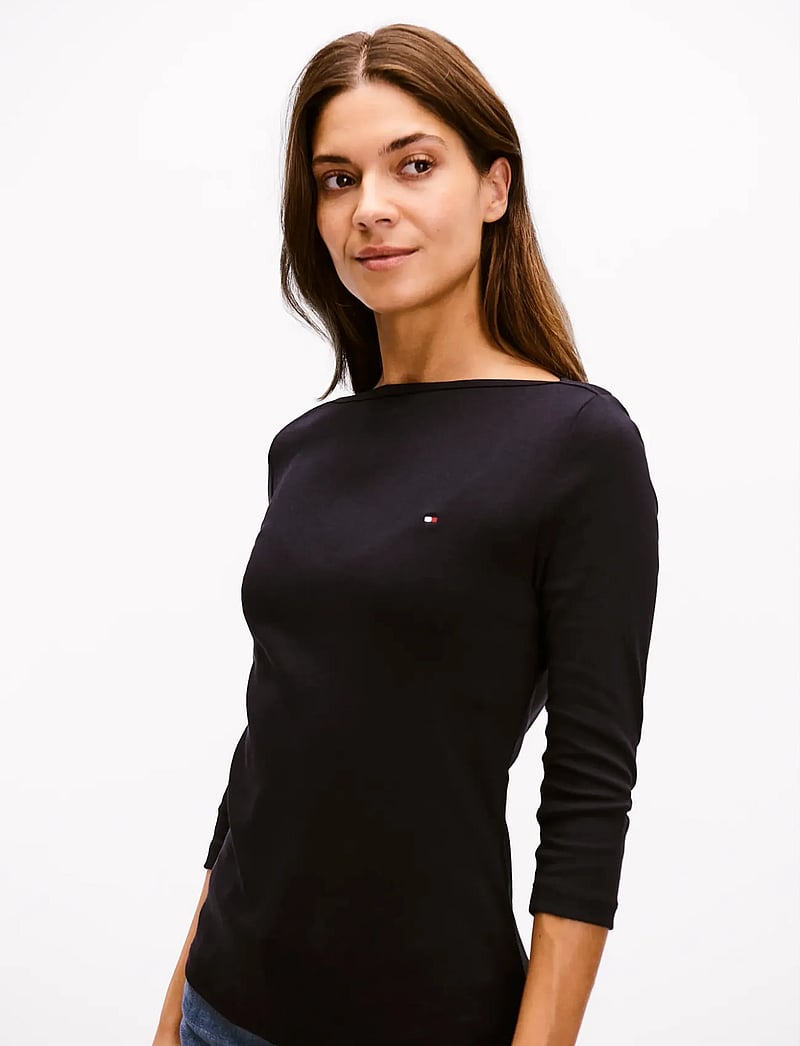 Tommy Hilfiger - NEW CODY SLIM BOAT-NK 3/4SLV - long-sleeved tops - black - 0