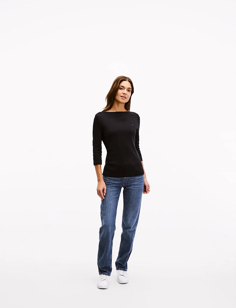 Tommy Hilfiger - NEW CODY SLIM BOAT-NK 3/4SLV - long-sleeved tops - black - 3