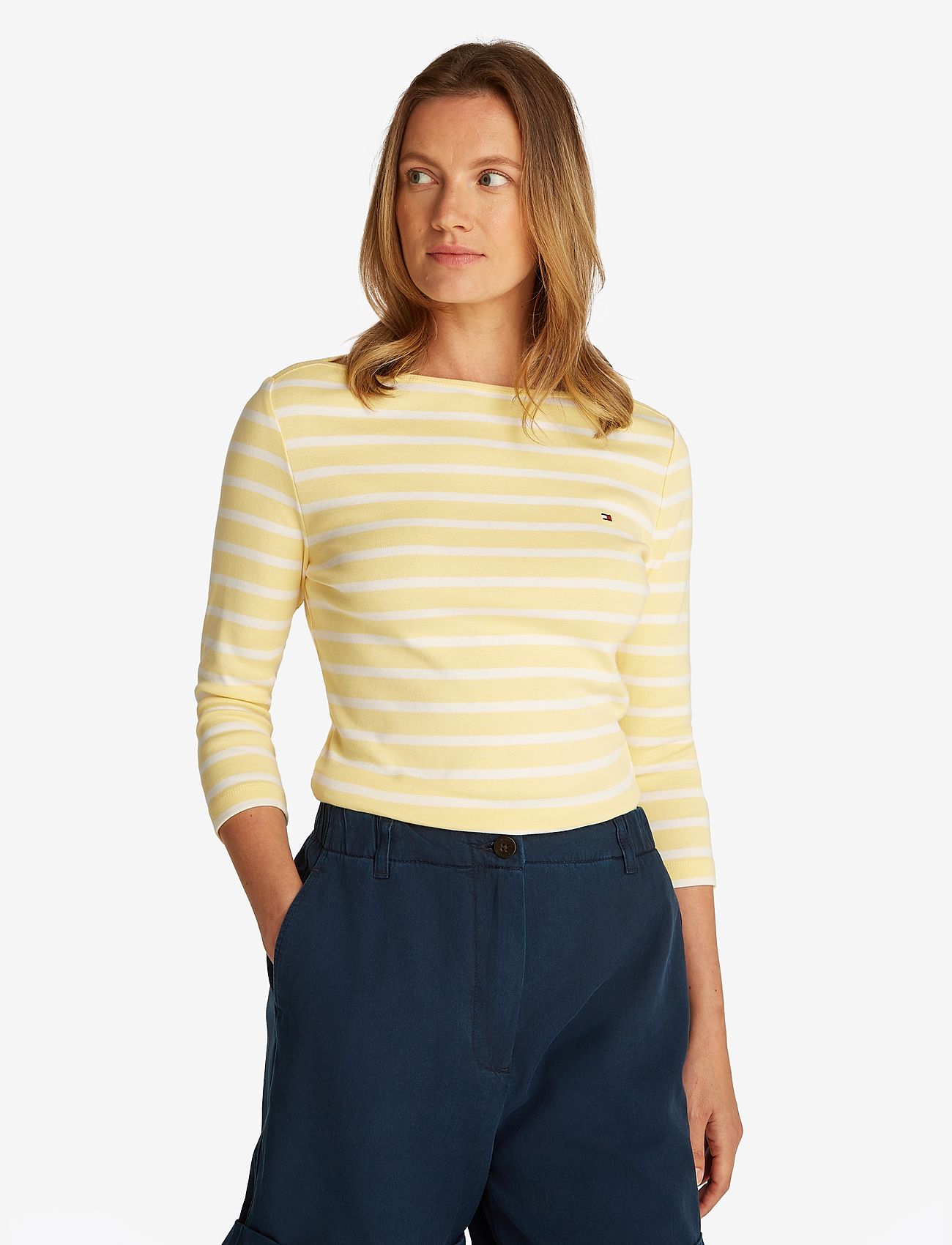 Tommy Hilfiger - SLIM CODY BOAT-NK 3/4SLV - autumn clothing - citronella/ ecru stp - 1
